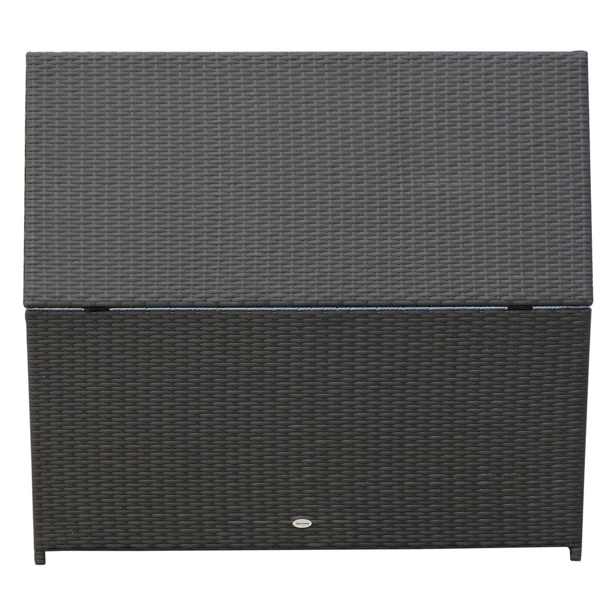 OUTSUNNY Coffre malle de rangement 118L x 54l x 59H cm résine tressée imitation rotin café foncé