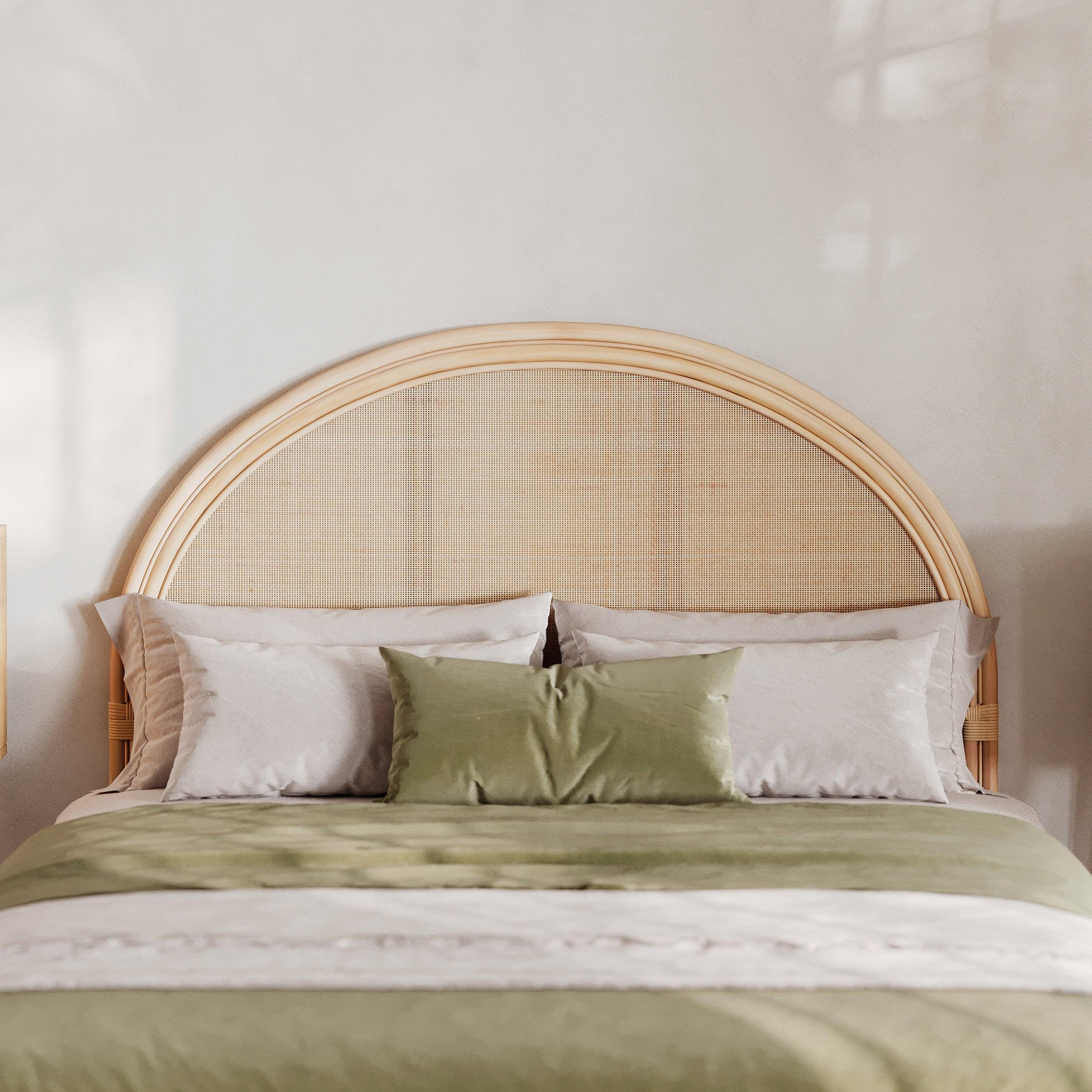 Voir la diapositive 2 : MAISON PAVANE Tête de lit en rotin naturel 140 cm-Madya