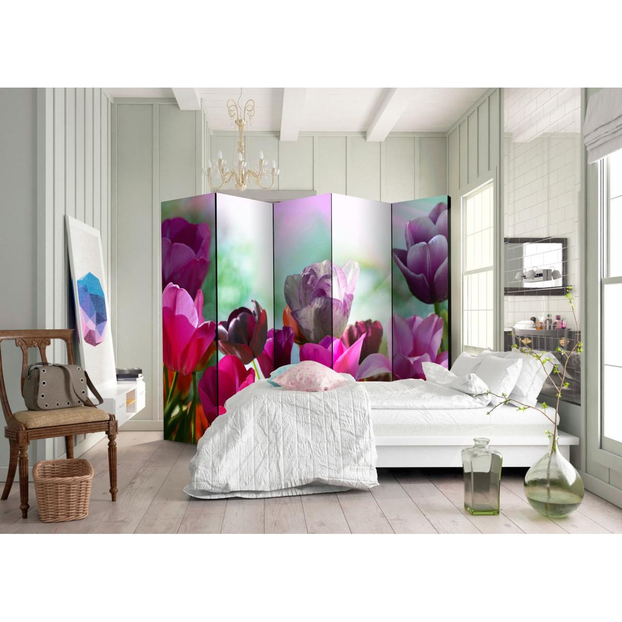 Voir la diapositive 2 : Paris Prix Paravent 5 volets  beautiful tulips  172x225cm