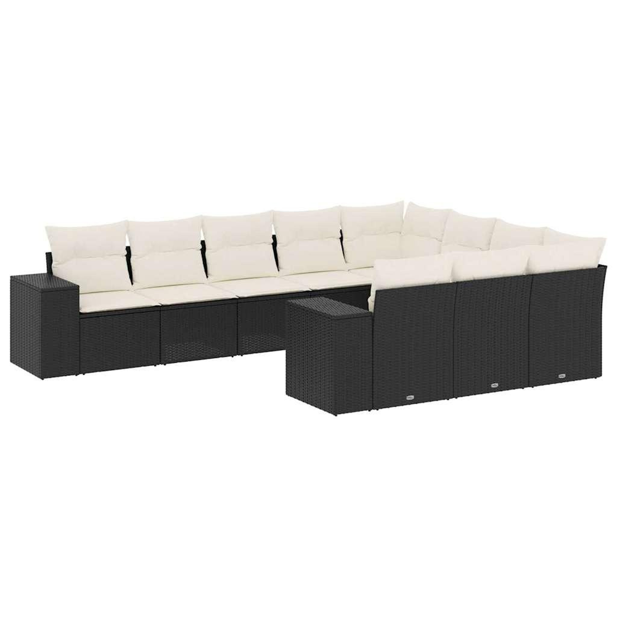 Voir la diapositive 2 : VIDAXL Salon de jardin 10 pcs avec coussins noir resine tressee