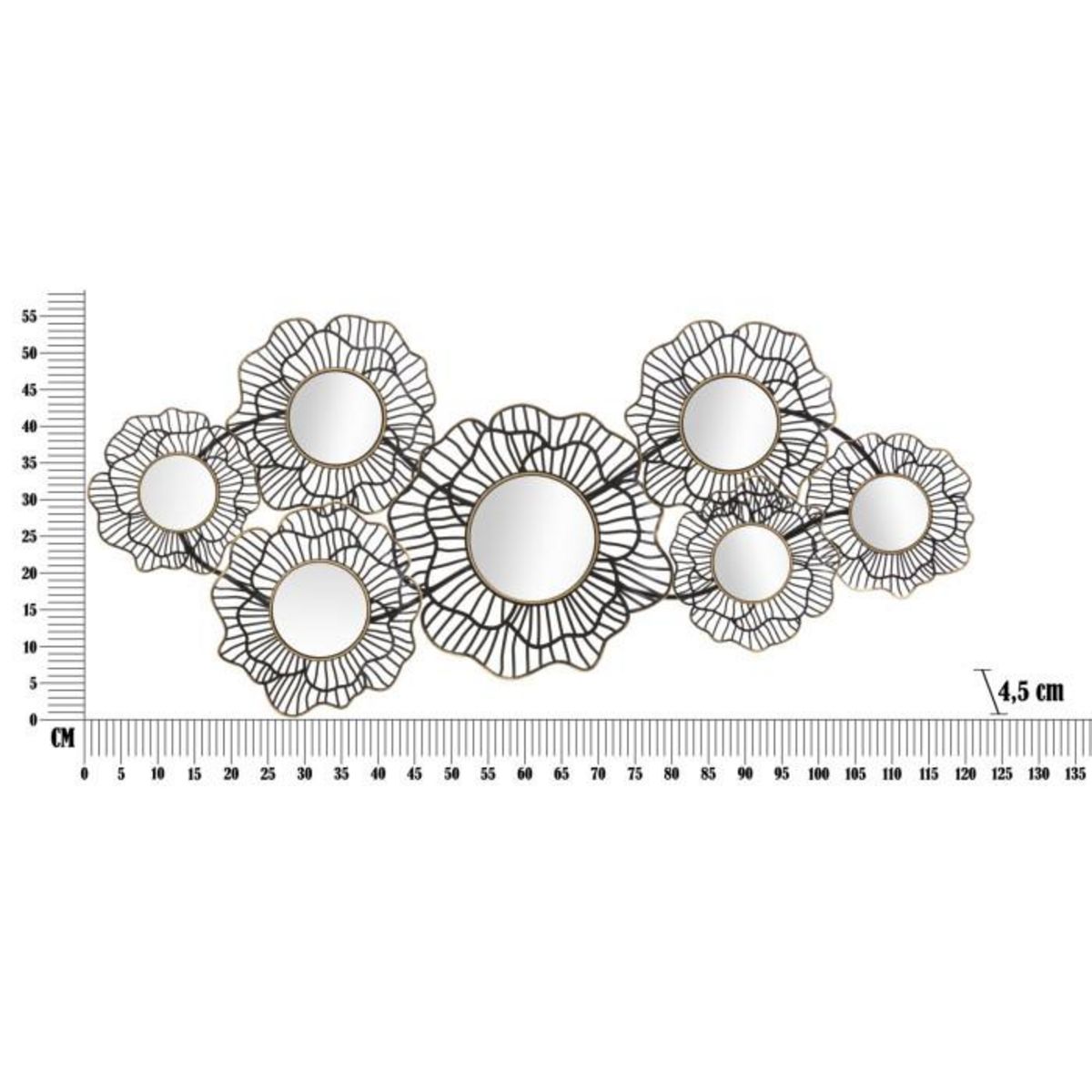 Paris Prix Décoration Murale 7 Miroirs  Osaka  121cm Noir & Or