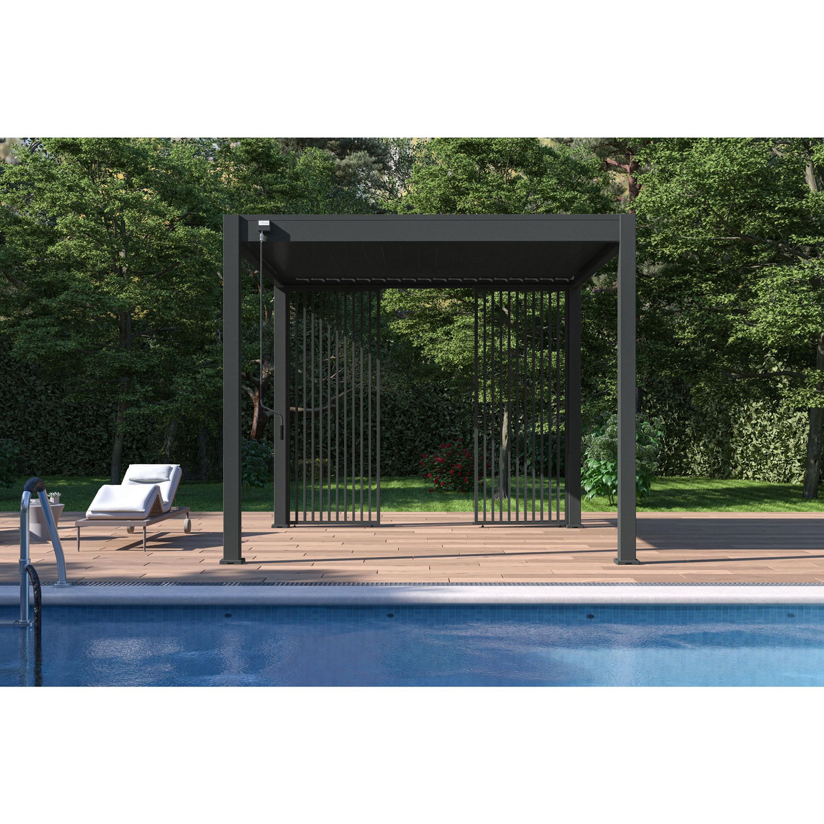 Panneau brise-vue Aluminium Pergola Bioclimatique OMBREA® - largeur 1 m - Anthracite - ventelles verticales