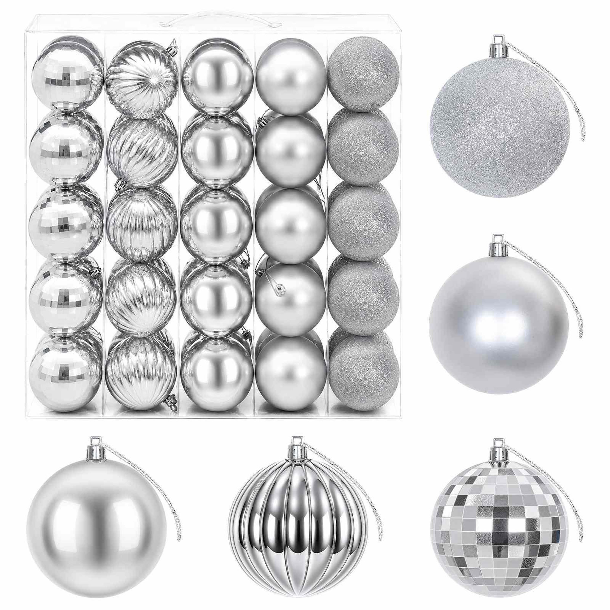 VIDAXL Ensemble de boules de Noël 50 pc Argente Diam. 8 cm Polystyrene