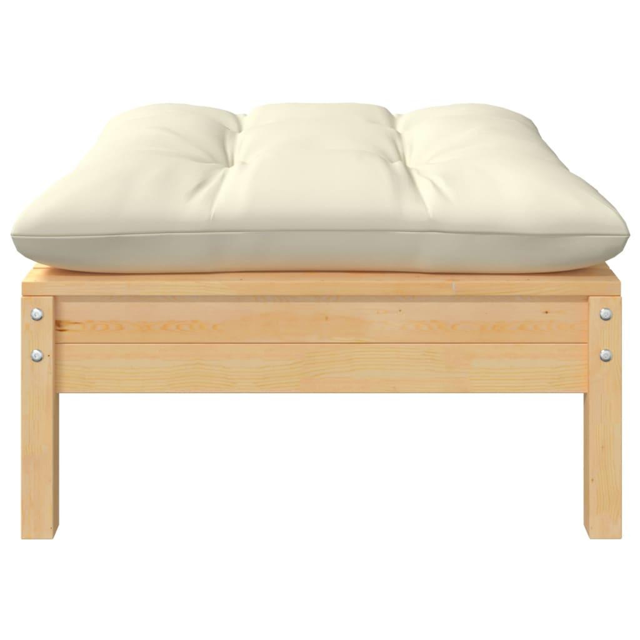 Voir la diapositive 3 : VIDAXL Canape 2 places de jardin et coussins creme Bois de pin solide