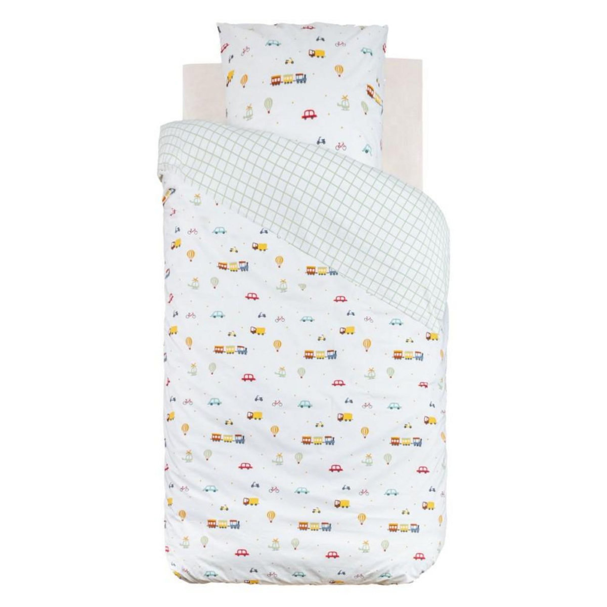 ATMOSPHERA Housse de couette enfant 140x200 VOITURES + taie coton 57 fils