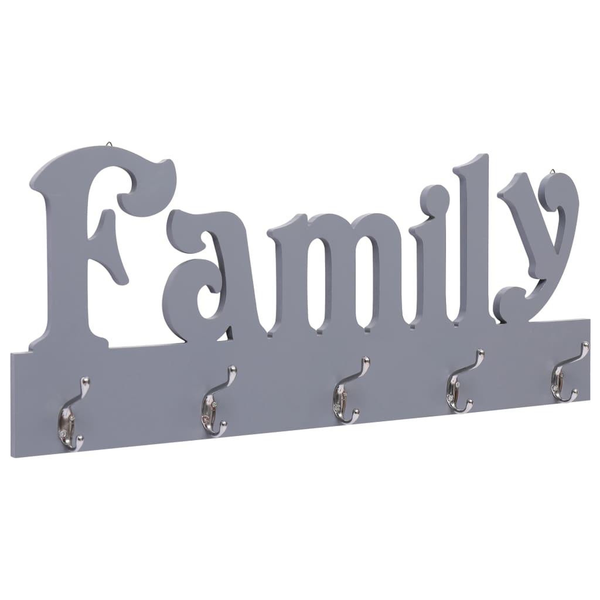 Voir la diapositive 1 : VIDAXL Porte-manteau mural FAMILY Gris 74x29,5 cm