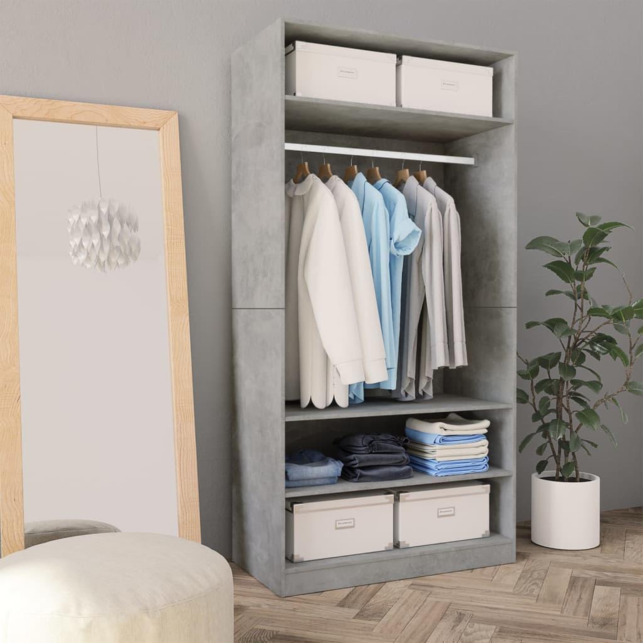 VIDAXL Garde-robe Gris cement 100 x 50 x 200 cm Agglomere