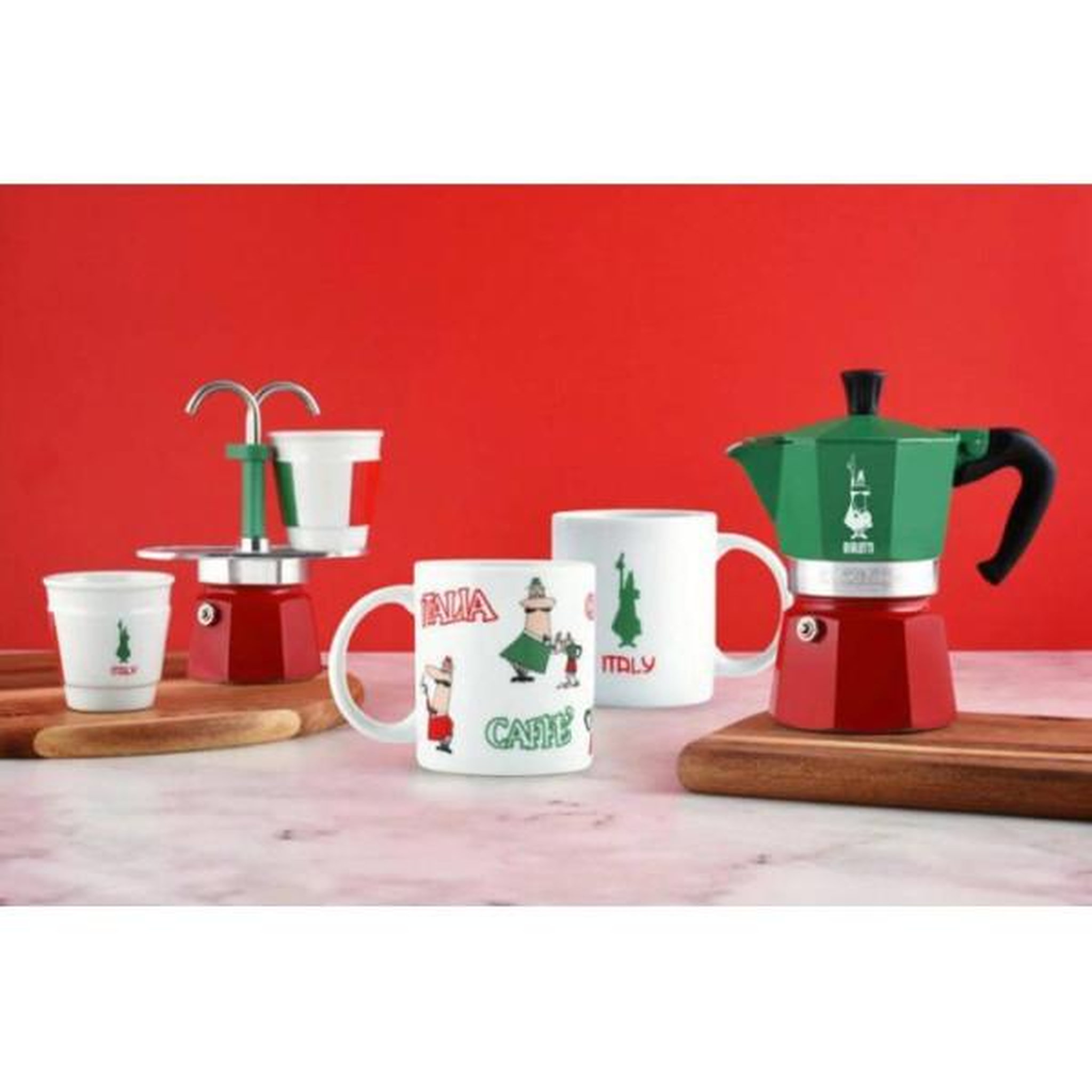 Voir la diapositive 4 : BIALETTI Cafetiere italienne - BIALETTI - La Mokina Italia - Tous feux sauf induction - 1 tasse - 40 ml - Vert / Rouge