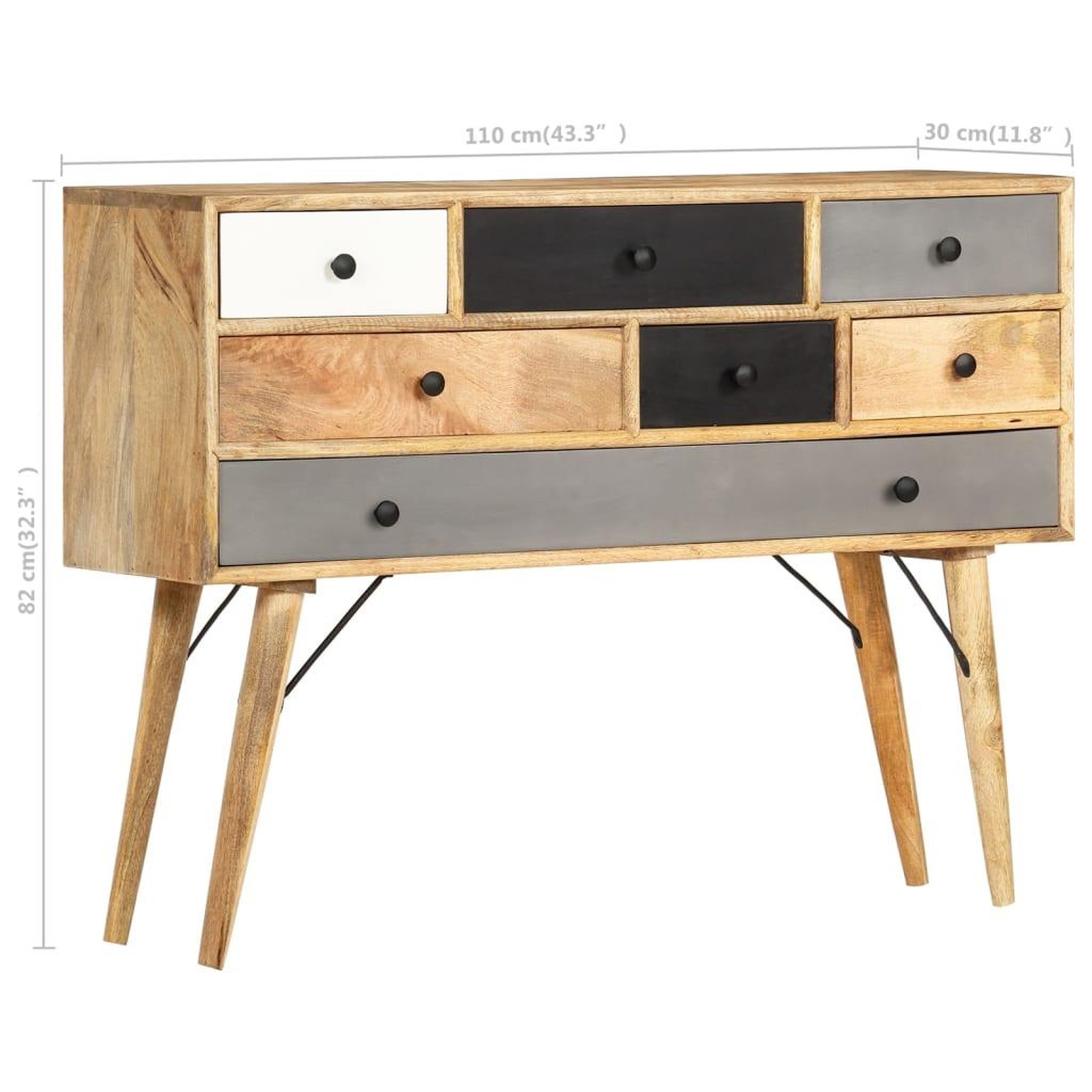 Voir la diapositive 6 : VIDAXL Buffet 110x30x82 cm Bois de manguier massif