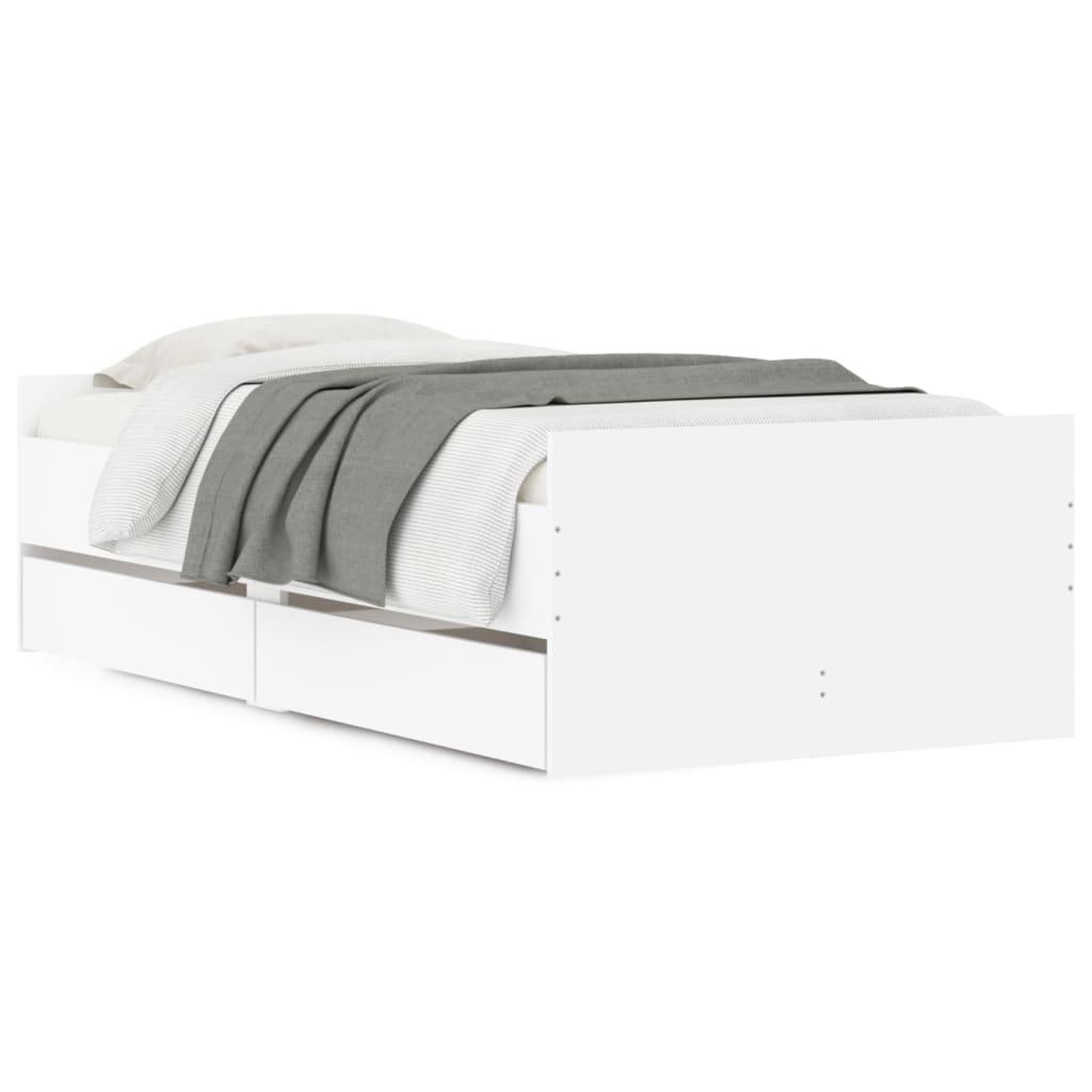 Voir la diapositive 2 : VIDAXL Cadre de lit avec tiroirs sans matelas blanc 90x200 cm
