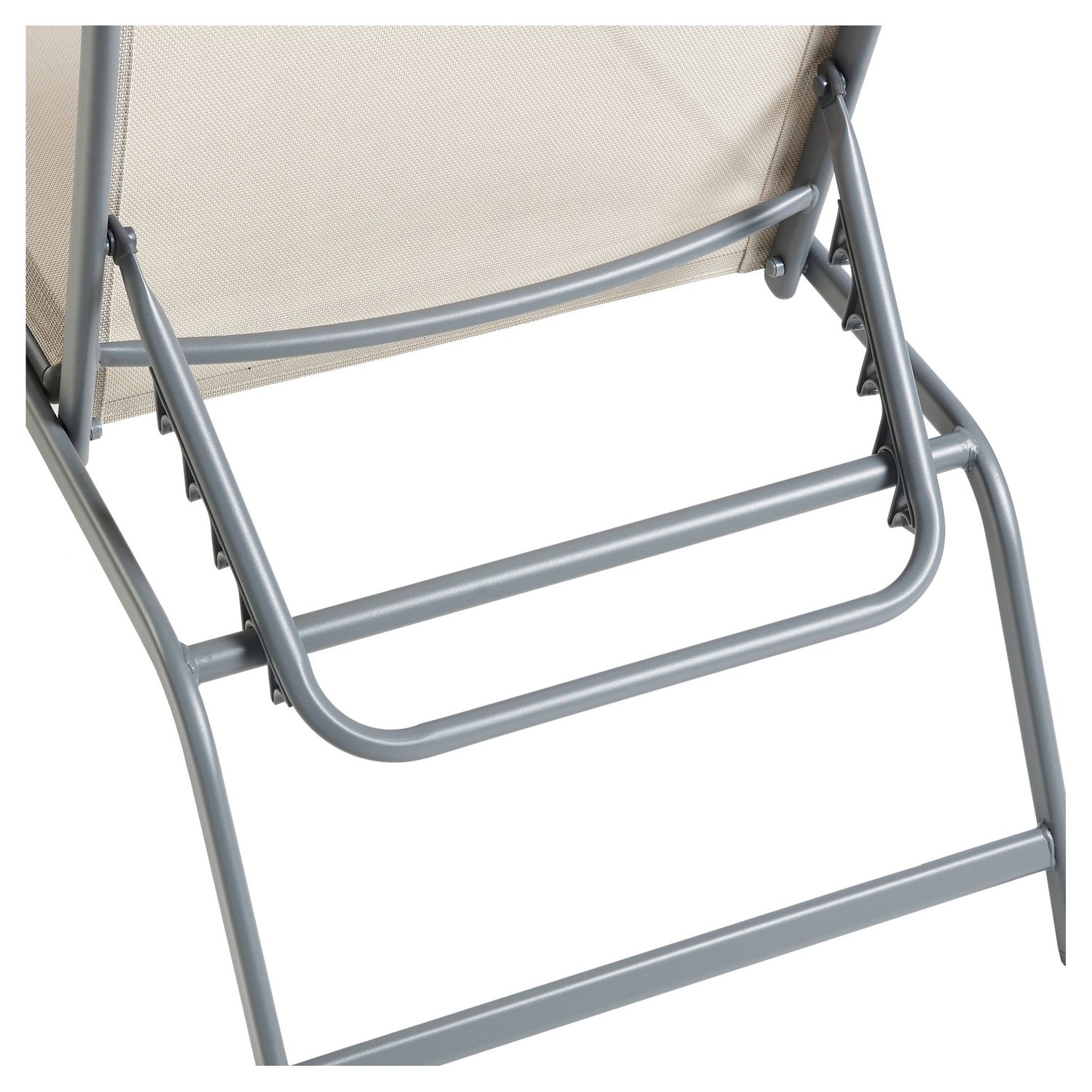 Voir la diapositive 5 : GARDENSTAR Bain de soleil 4 positions acier textilène blanc gris TULA