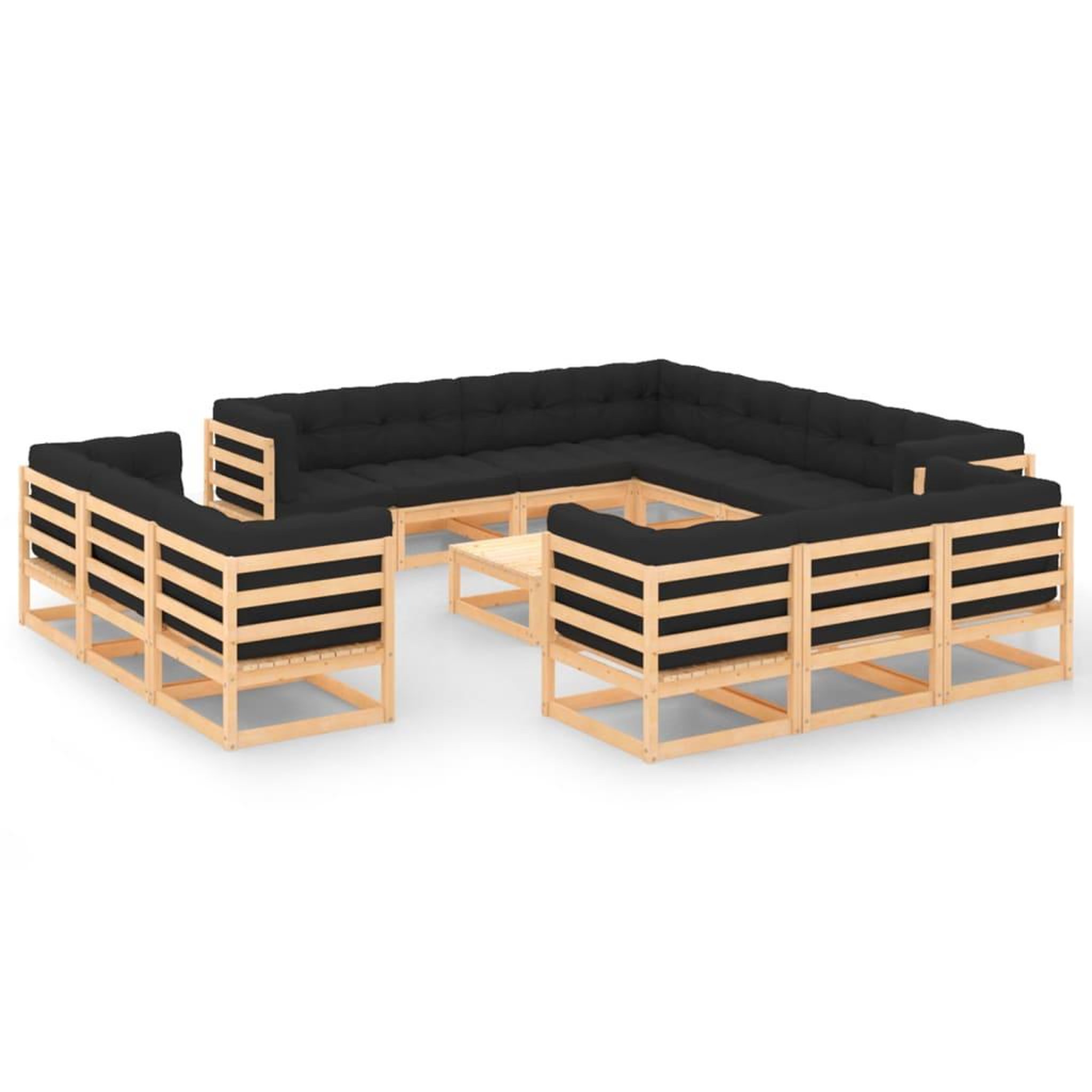 Voir la diapositive 1 : VIDAXL Salon de jardin 14 pcs avec coussins anthracite Pin massif