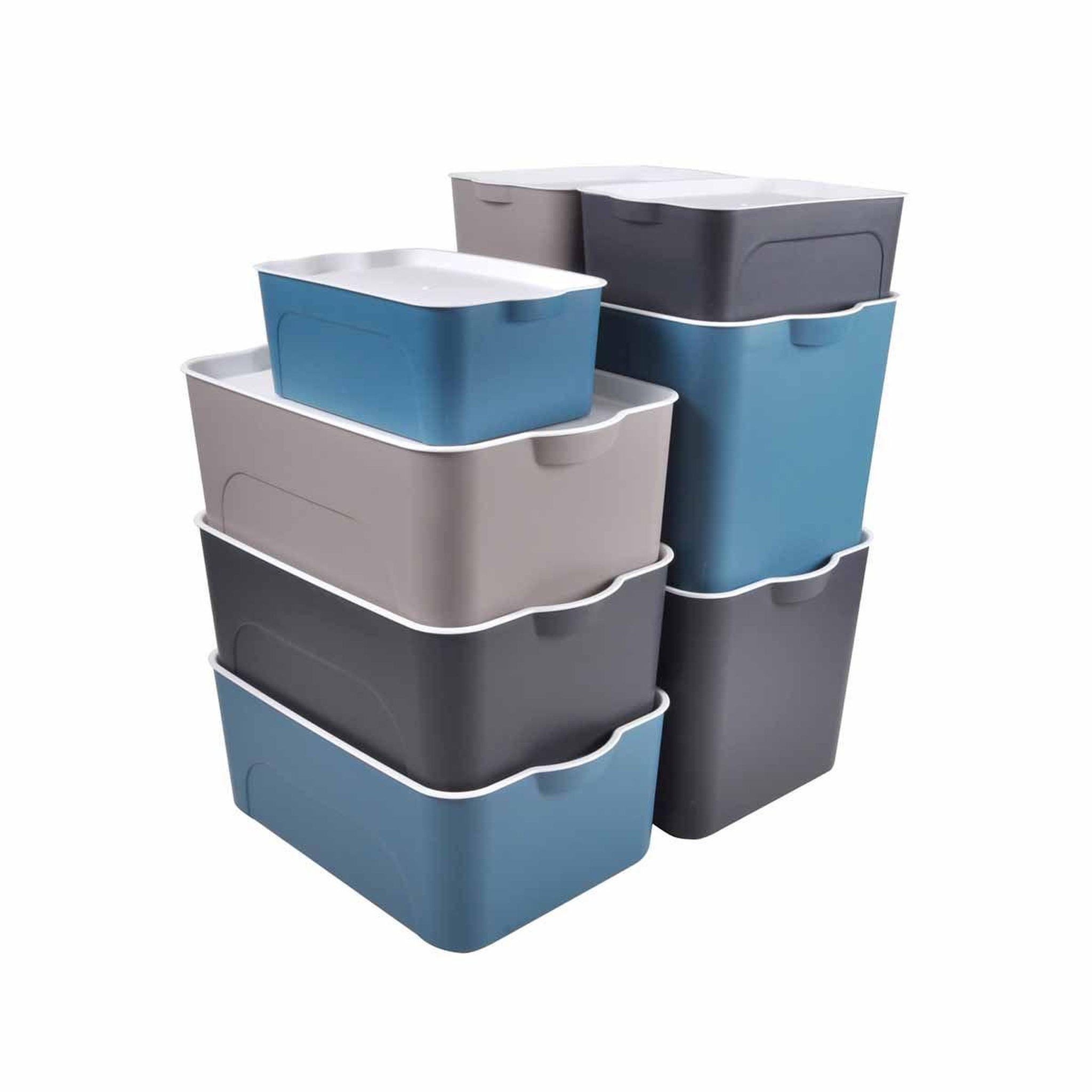 Voir la diapositive 3 : HOMEA Boîte de rangement déco  pratique  16l taupe