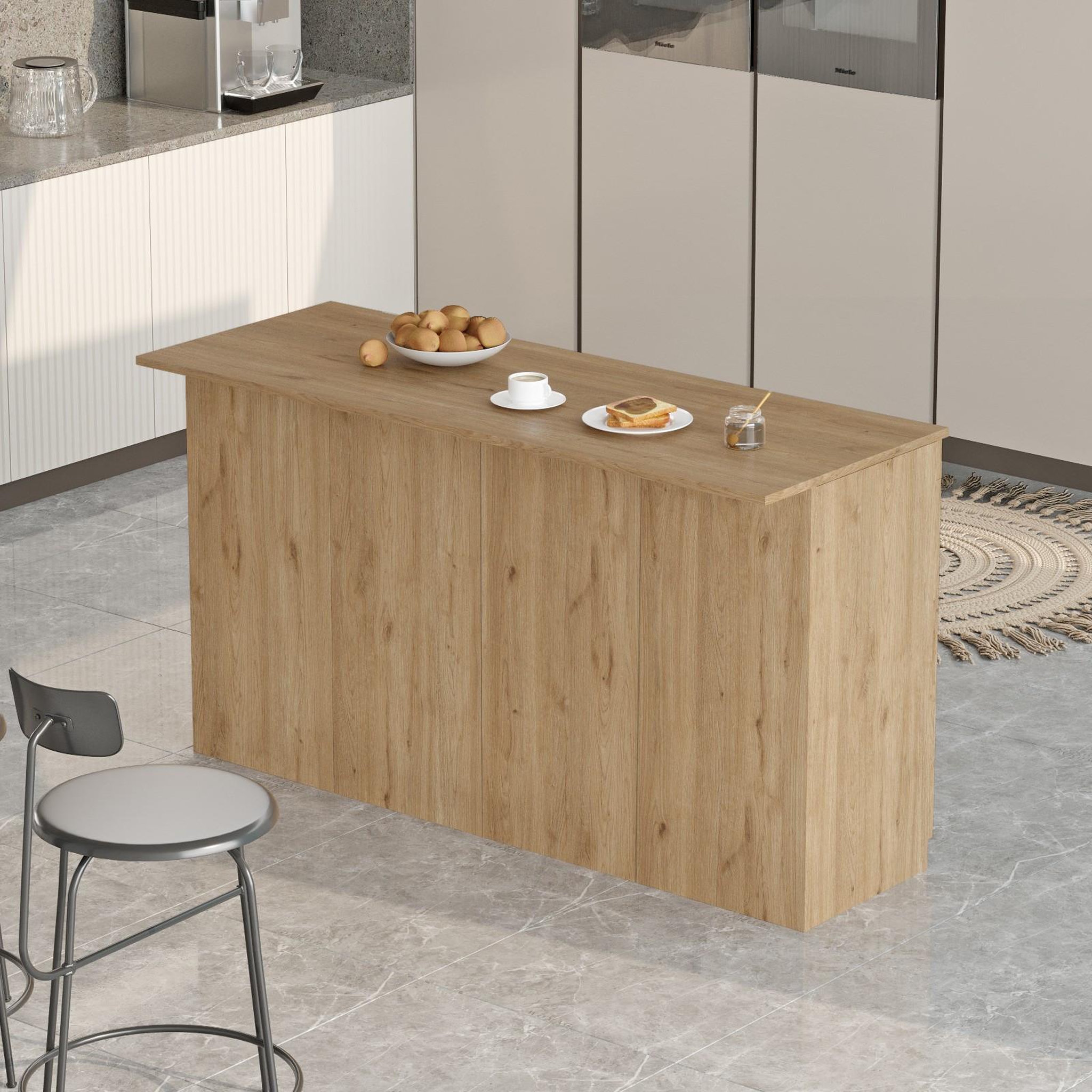 Voir la diapositive 3 : Habitat et Jardin Table de cuisine en bois  lark  - 160 x 60 x 90 cm - marron