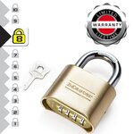 Master lock 175EURD Cadenas à Combinaison Certifié en Zinc et Finition Laiton, Doré, 7,5 x 5,1 x 2,4 cm