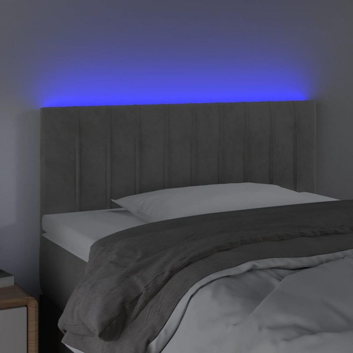 VIDAXL Tete de lit a LED Gris clair 80x5x78/88 cm Velours