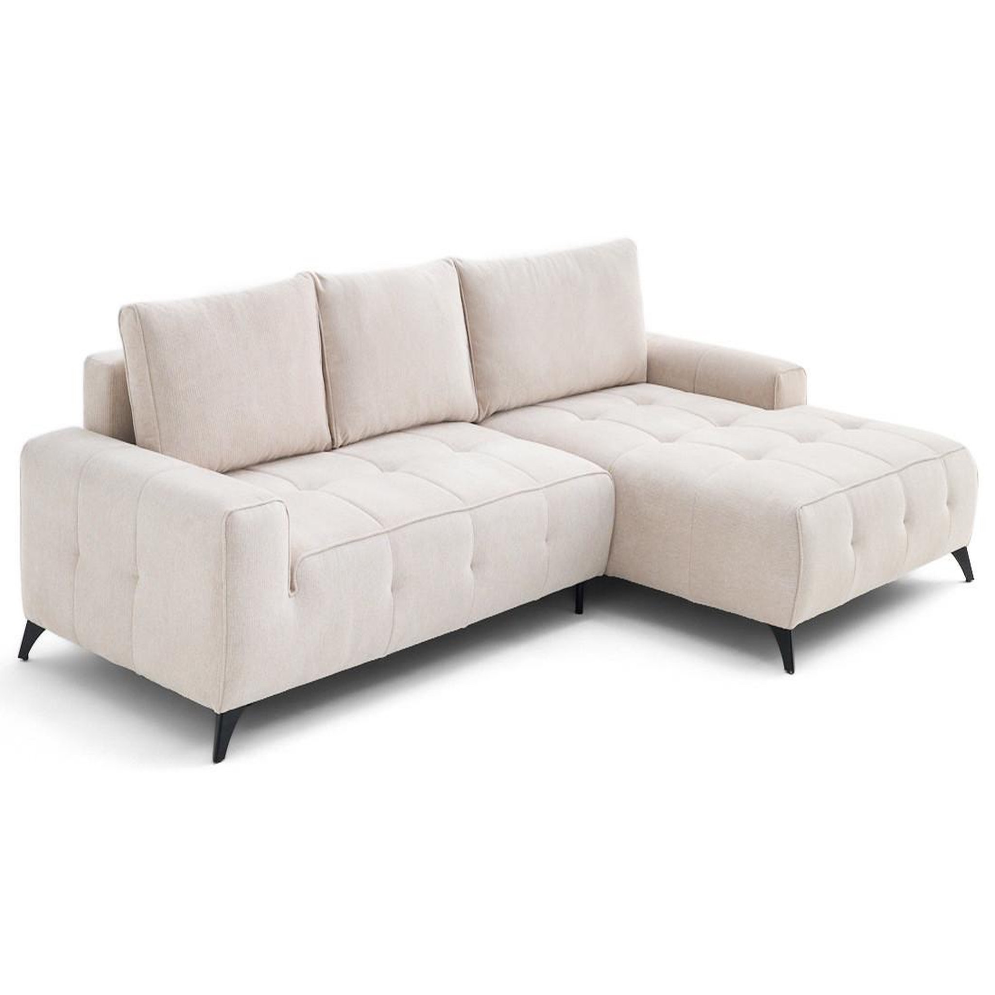 Voir la diapositive 3 : LISA DESIGN Rimini - canapé d'angle droit 4 places convertible avec coffre en tissu texturé