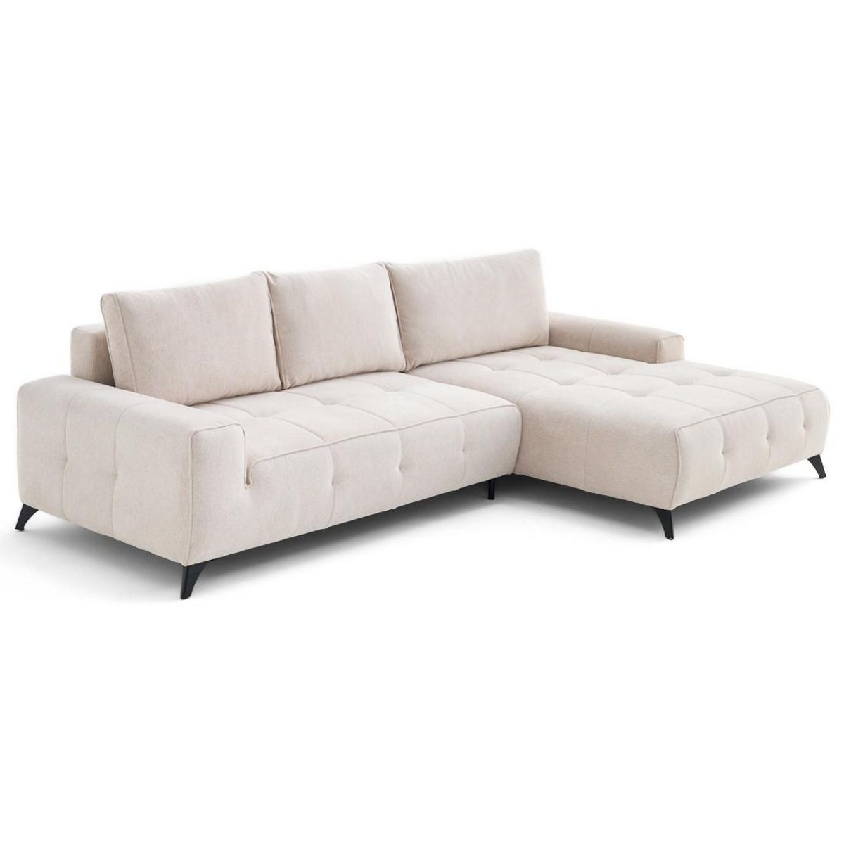 LISA DESIGN Rimini - canapé d'angle droit 4 places convertible avec coffre en tissu texturé