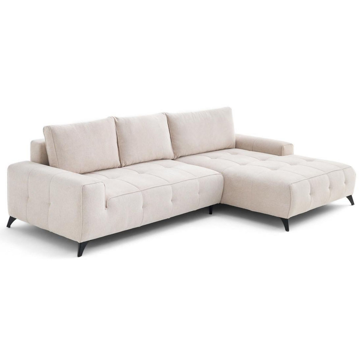 LISA DESIGN Rimini - canapé d'angle droit 4 places convertible avec coffre en tissu texturé