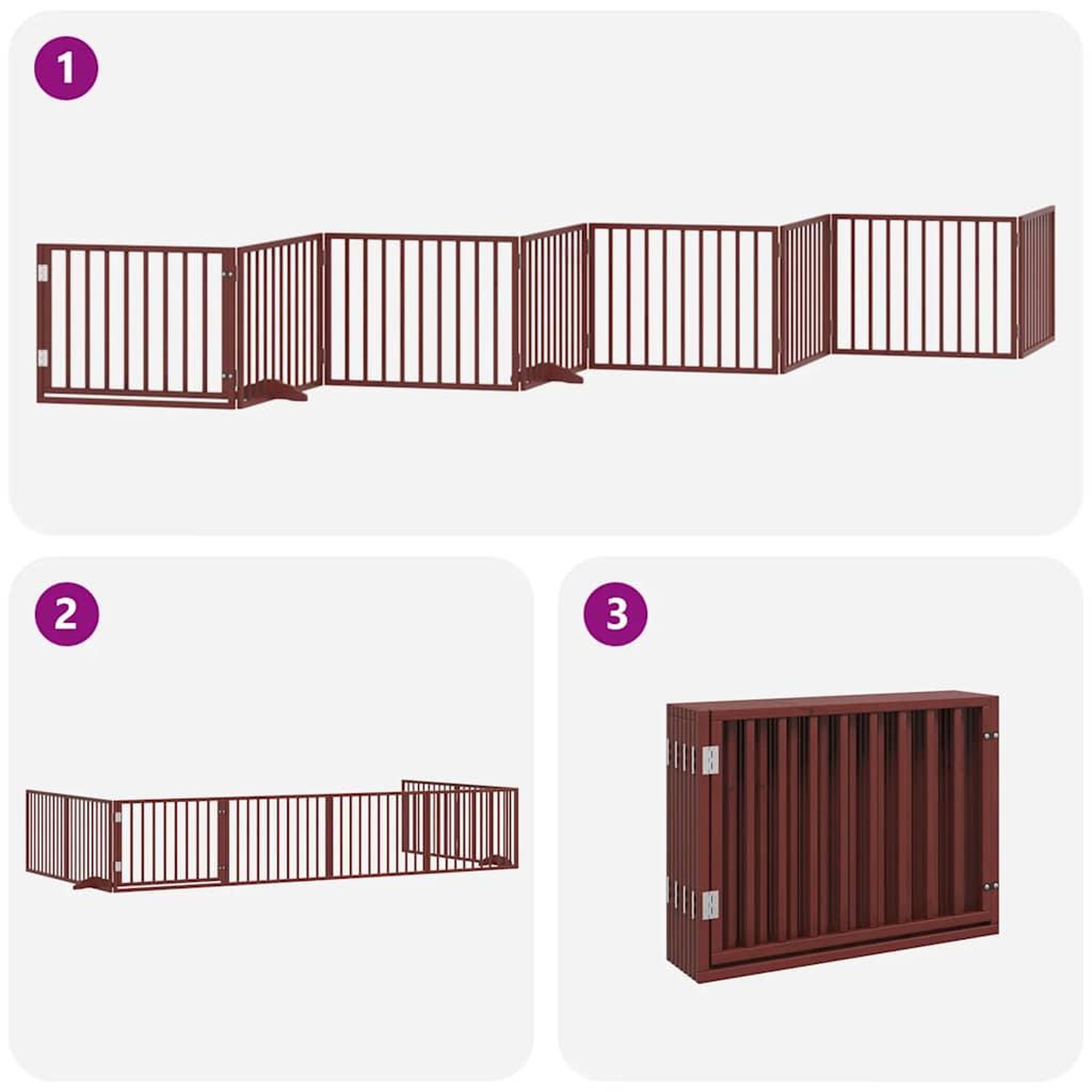 Voir la diapositive 5 : VIDAXL Barriere pour chien porte pliable 8 panneaux bois de peuplier