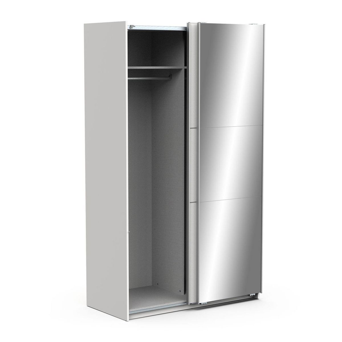 Armoire 2 portes coulissantes 1 miroir L120 cm THIBAULT