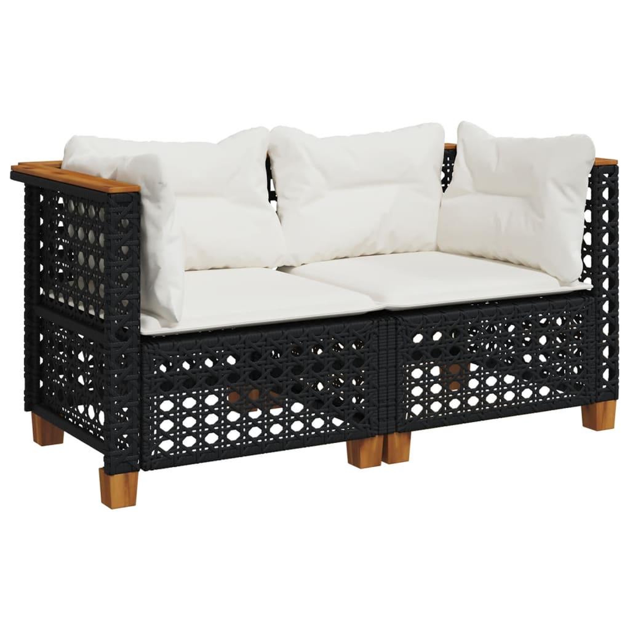 Voir la diapositive 2 : VIDAXL Canapes d'angle de jardin et coussins 2 pcs noir resine tressee