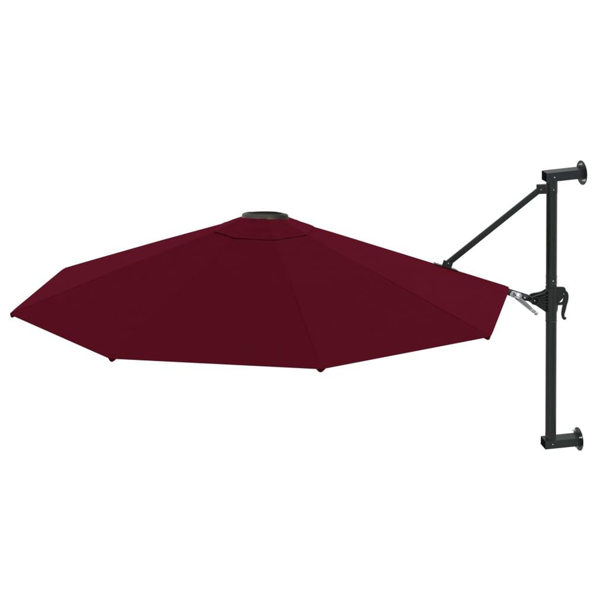 Voir la diapositive 2 : VIDAXL Parasol mural avec mat en metal 300 cm Bordeaux