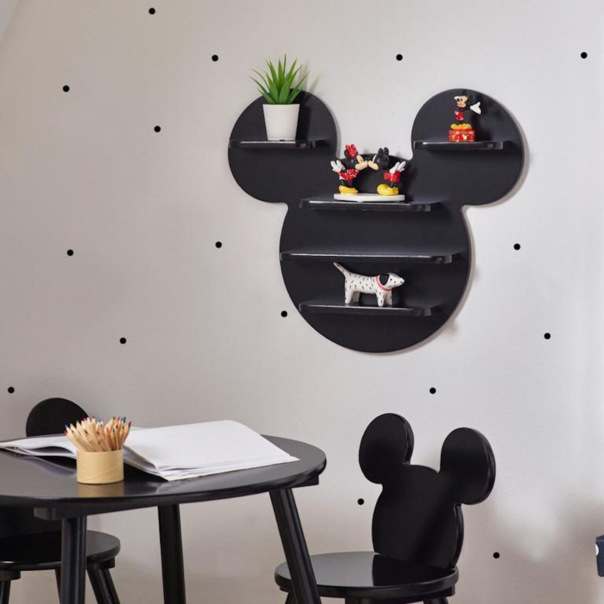 DISNEY Etagère Murale Mickey Noir