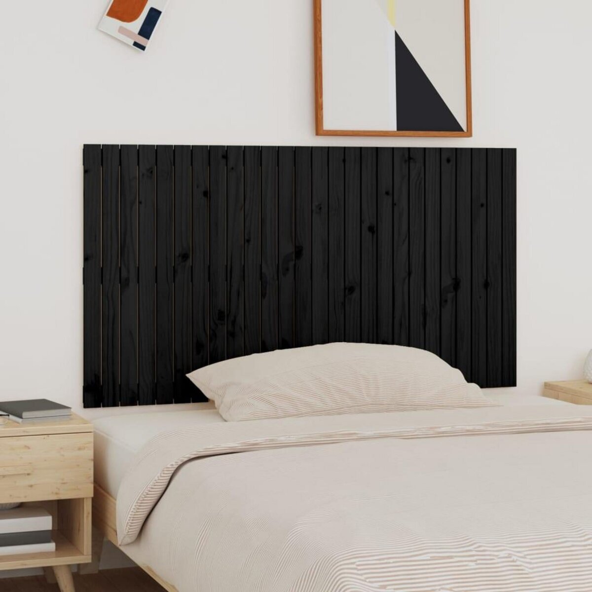 VIDAXL Tete de lit murale Noir 166x3x90 cm Bois massif de pin