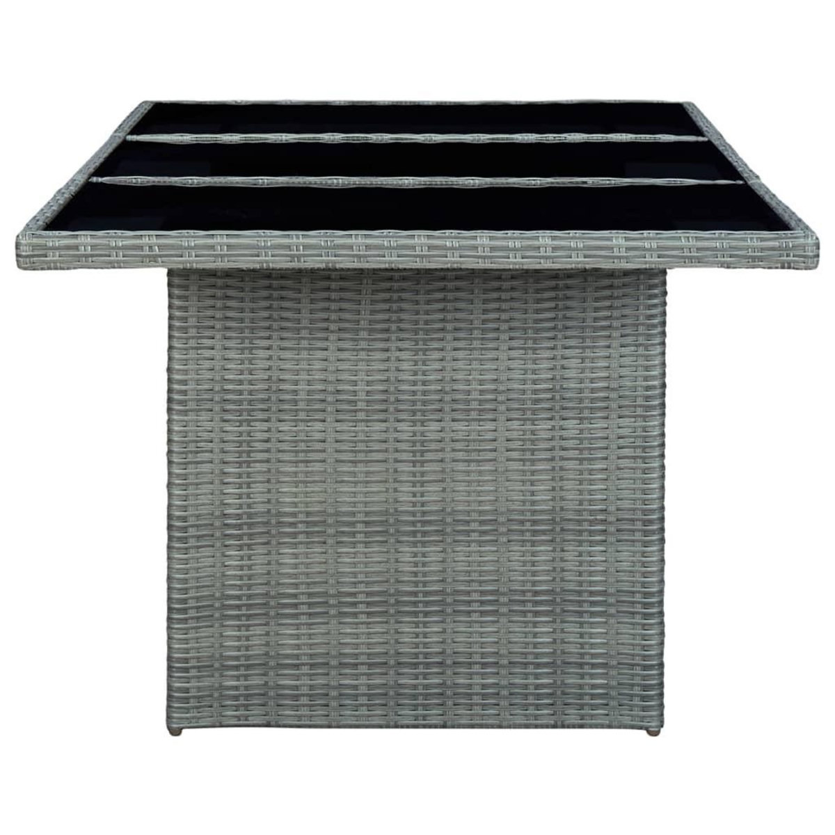 VIDAXL Table de jardin Gris clair Resine tressee et verre trempe
