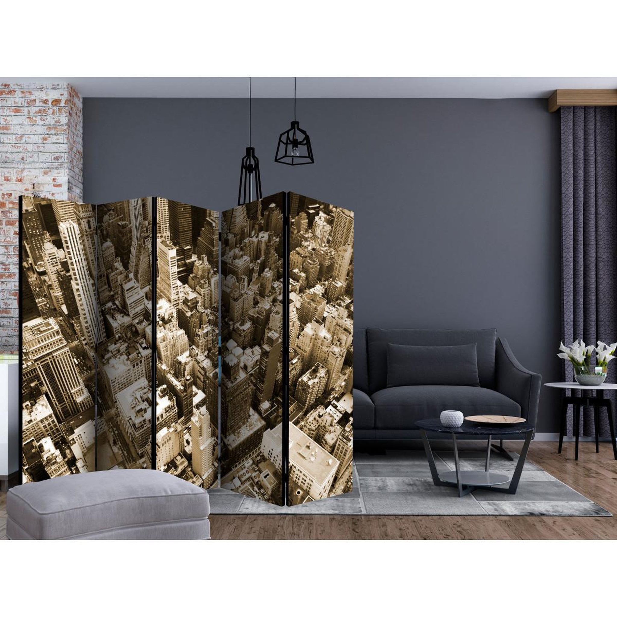 Voir la diapositive 2 : Paris Prix Paravent 5 volets  new york, manhattan  172x225cm