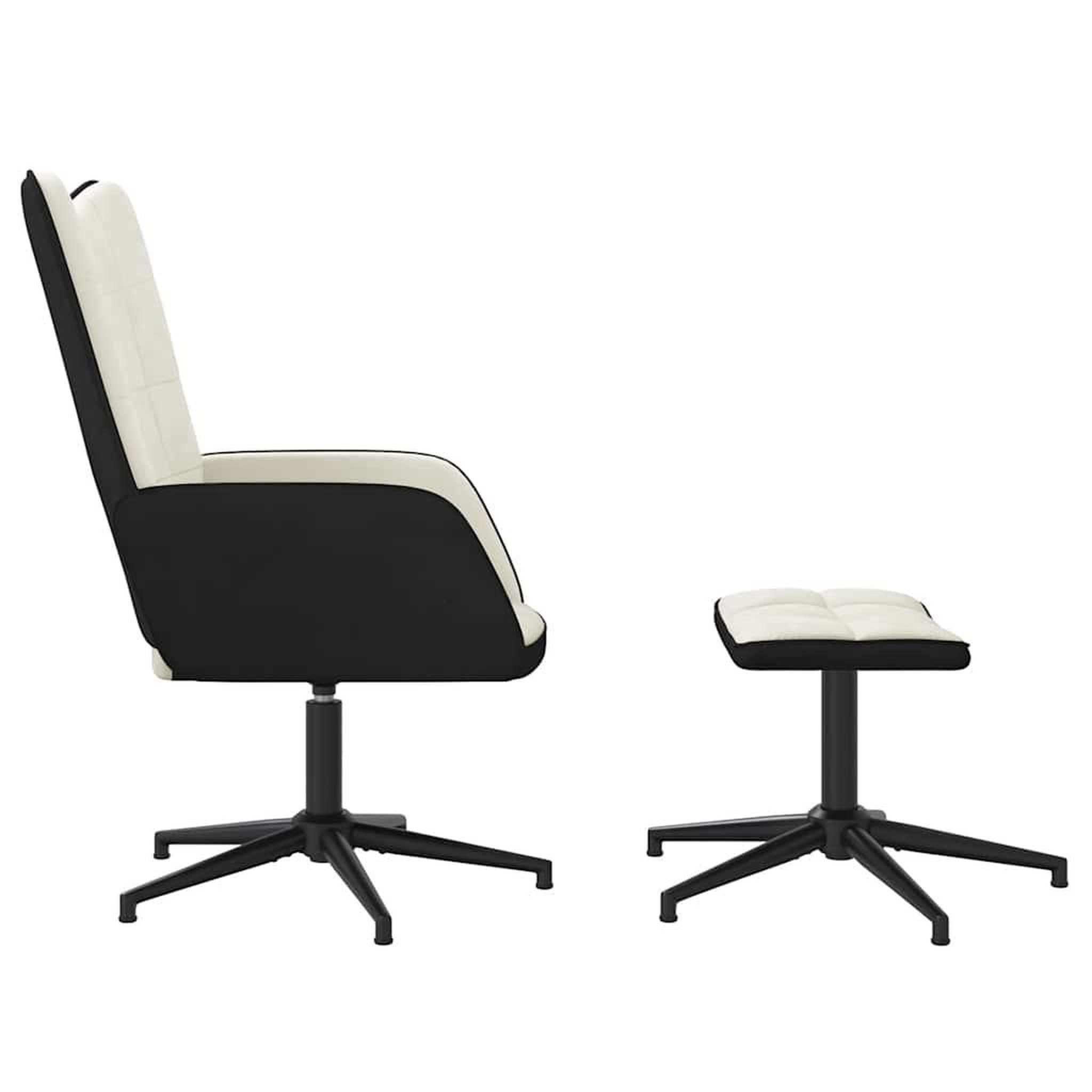 Voir la diapositive 4 : VIDAXL Chaise de relaxation avec tabouret Blanc creme Velours et PVC