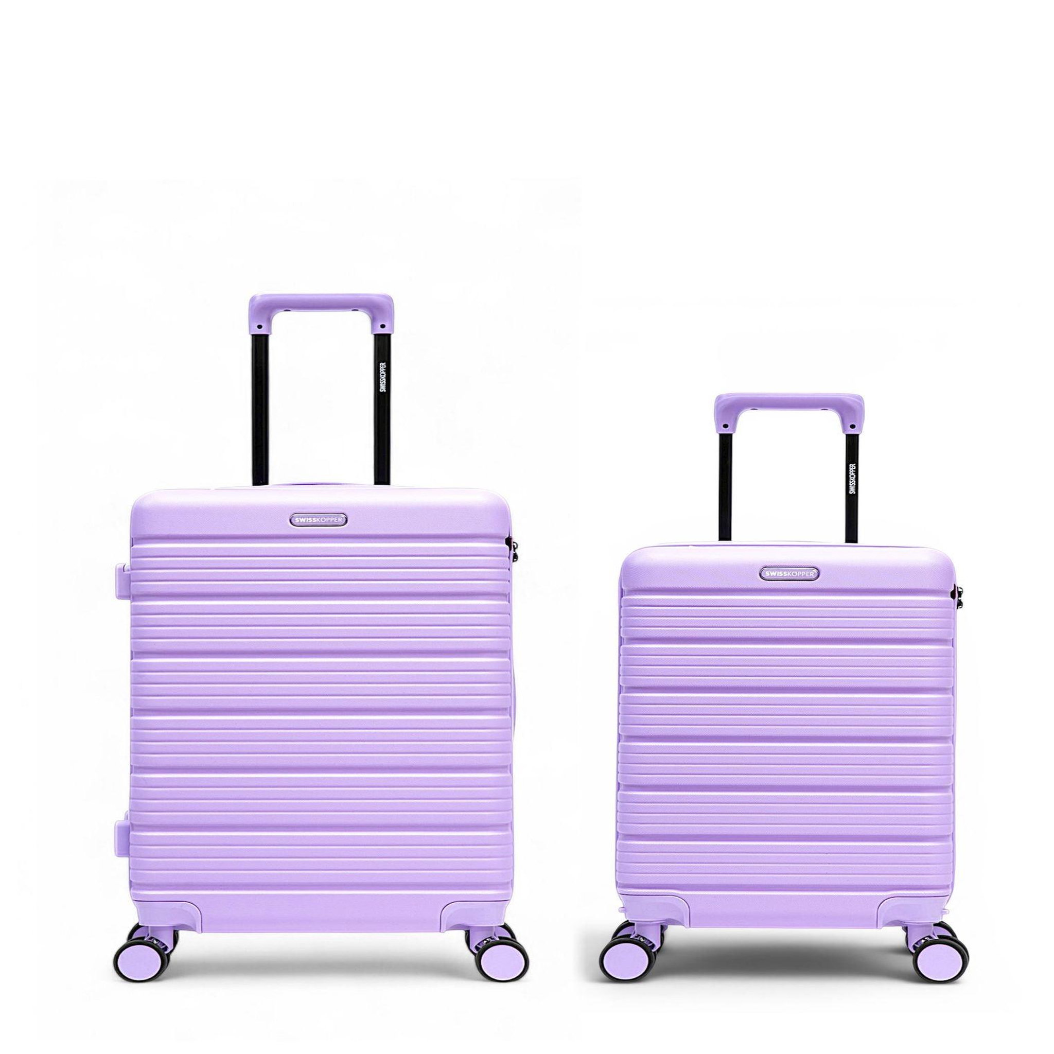 SWISS KOPPER Lot de 2 Valises Rigides Taille Moyenne et Cabine LUGANO. Coloris disponibles : Beige, Bleu, Rouge, Violet