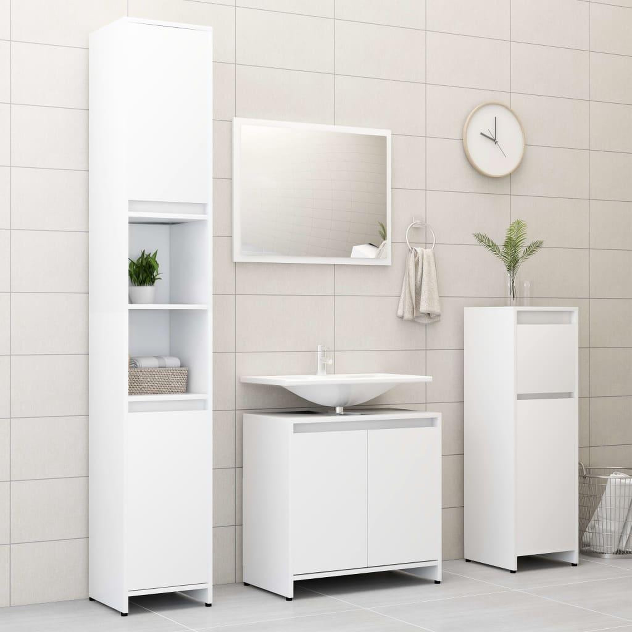 Voir la diapositive 4 : VIDAXL Armoire de salle de bain Blanc 30x30x95 cm Bois d'ingenierie