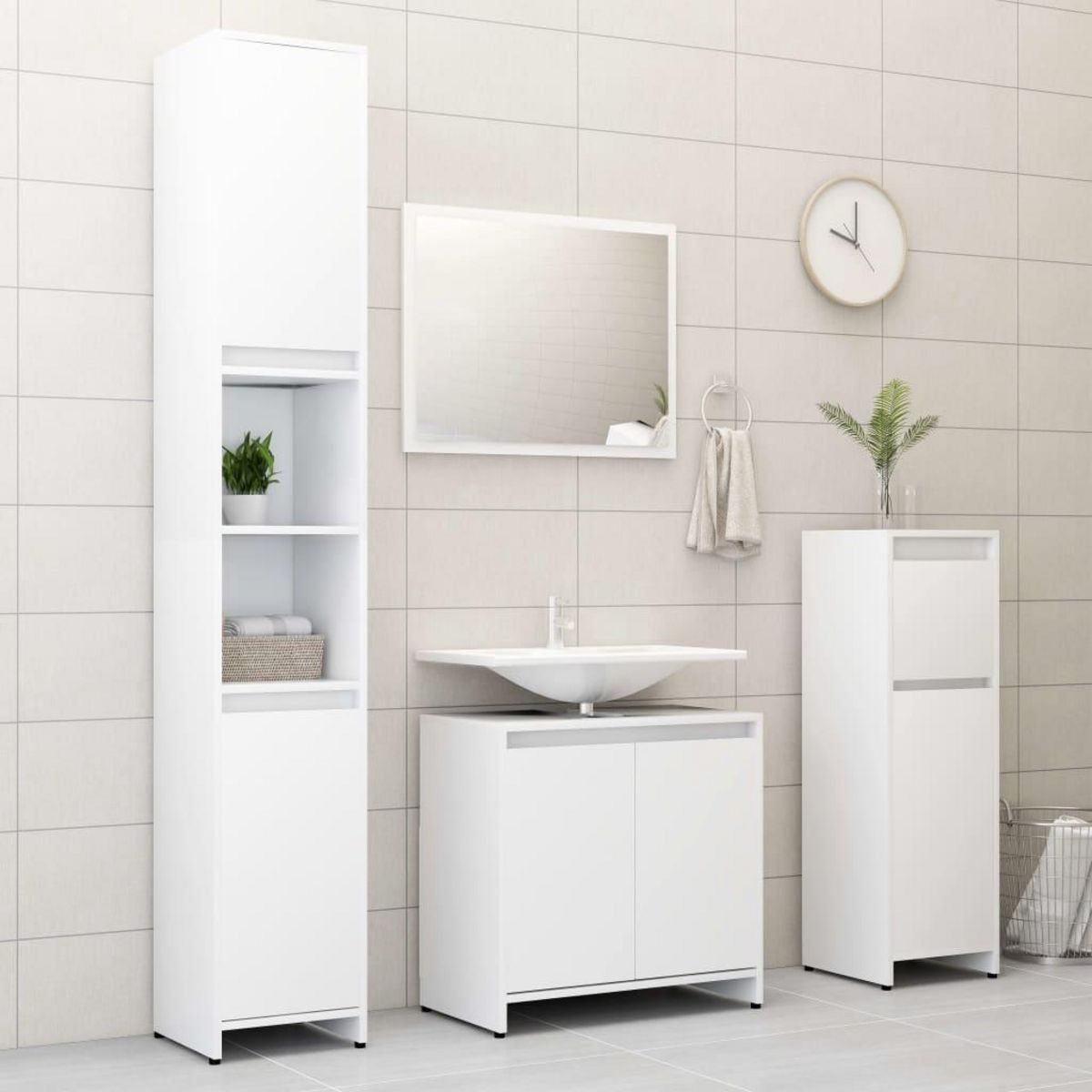 VIDAXL Armoire de salle de bain Blanc 30x30x95 cm Bois d'ingenierie
