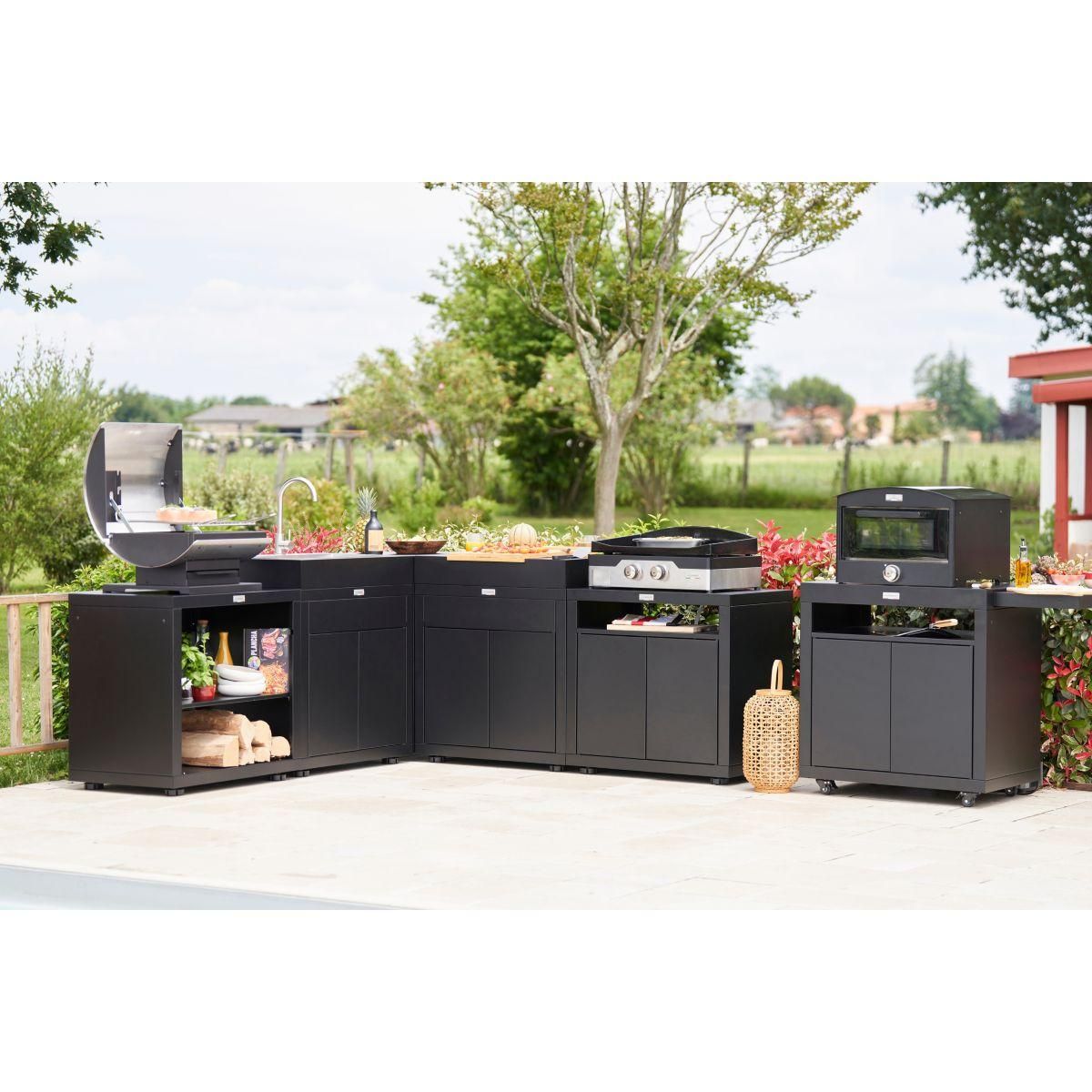 Le marquier Meuble de cuisine extérieure avec tiroir 80x55cm noir