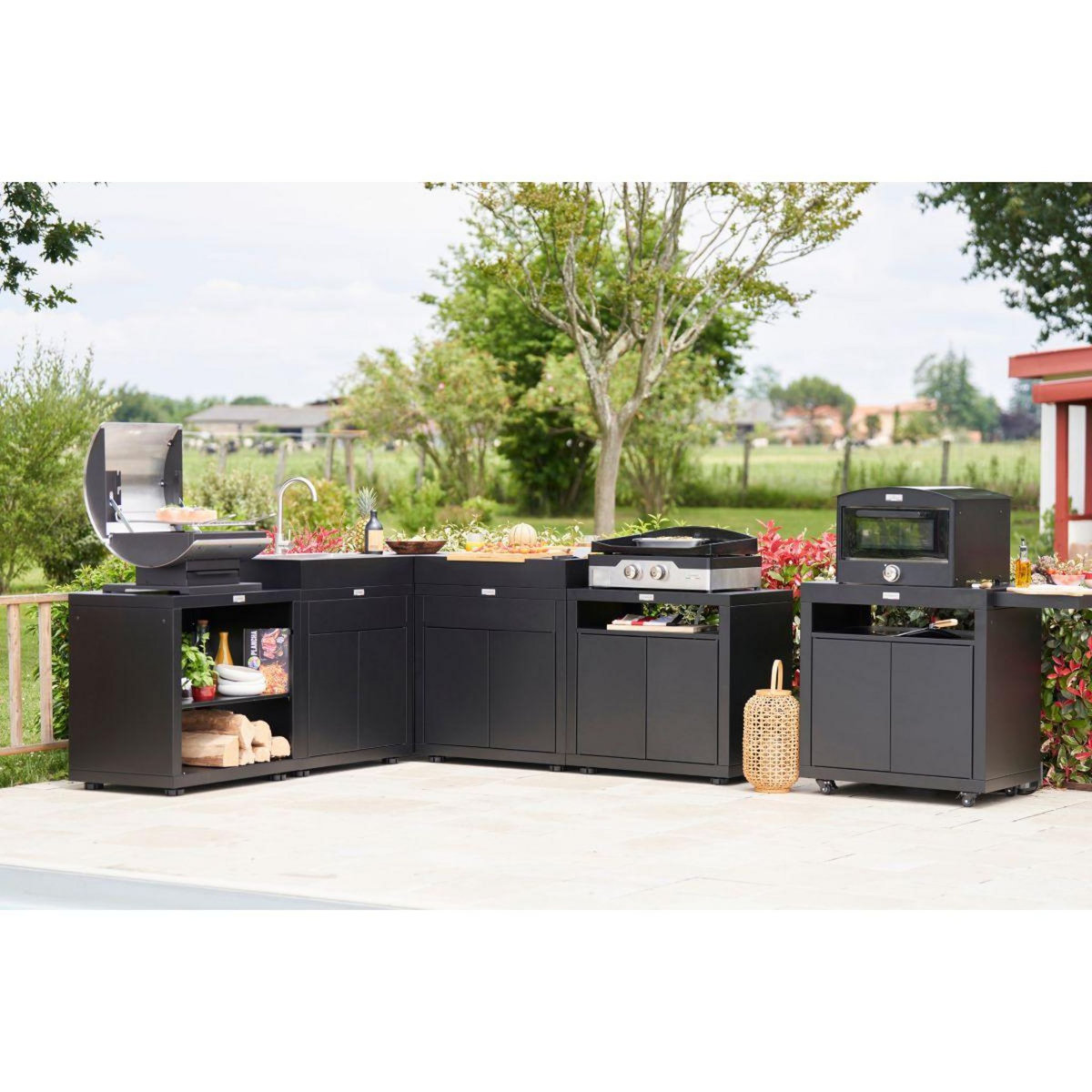 Le marquier Meuble de cuisine extérieure avec tiroir 80x55cm noir