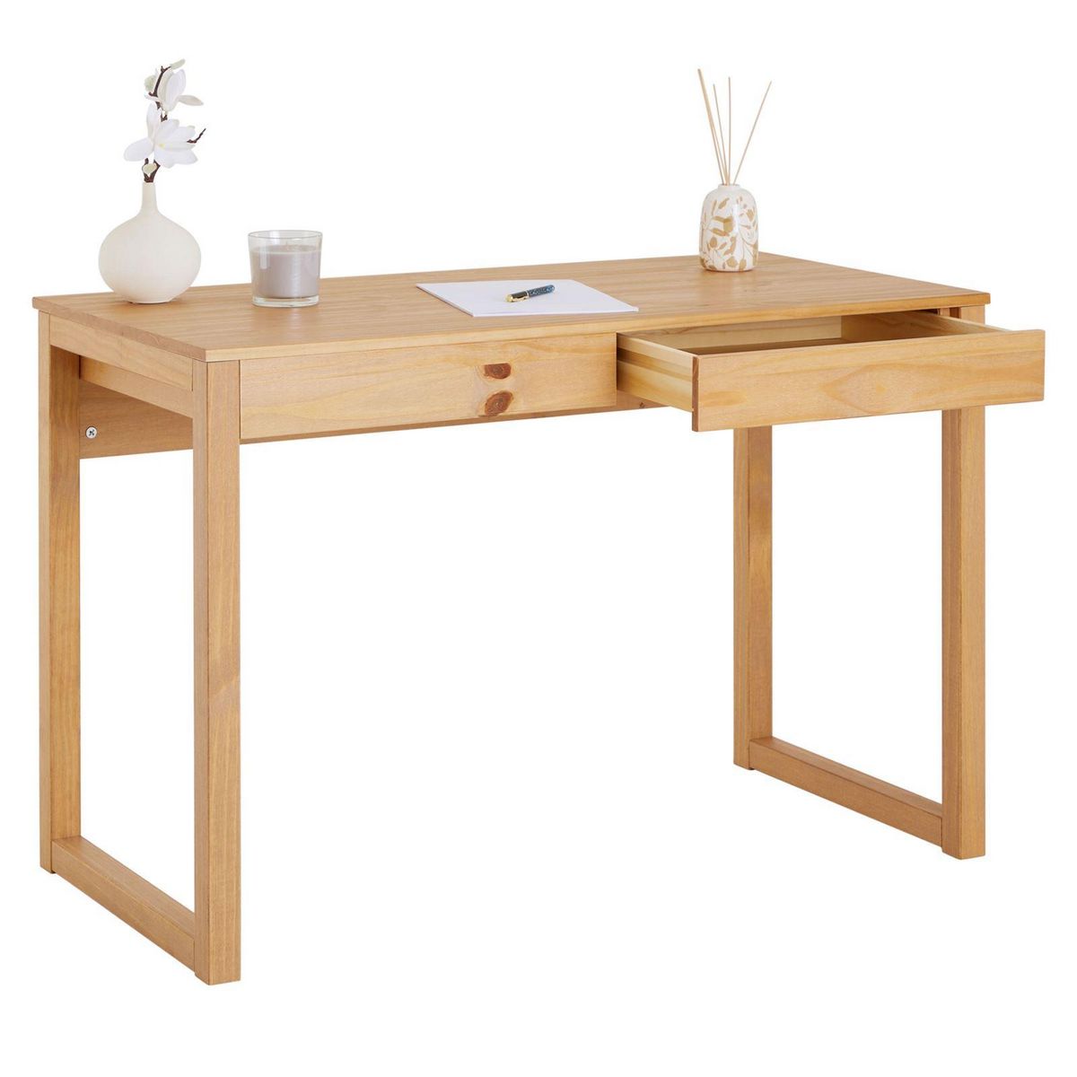 IDIMEX Bureau NOAH 2 tiroirs, en pin massif