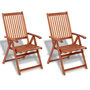 Voir la diapositive 1 : VIDAXL Chaises pliables de jardin lot de 2 Bois solide d'acacia Marron