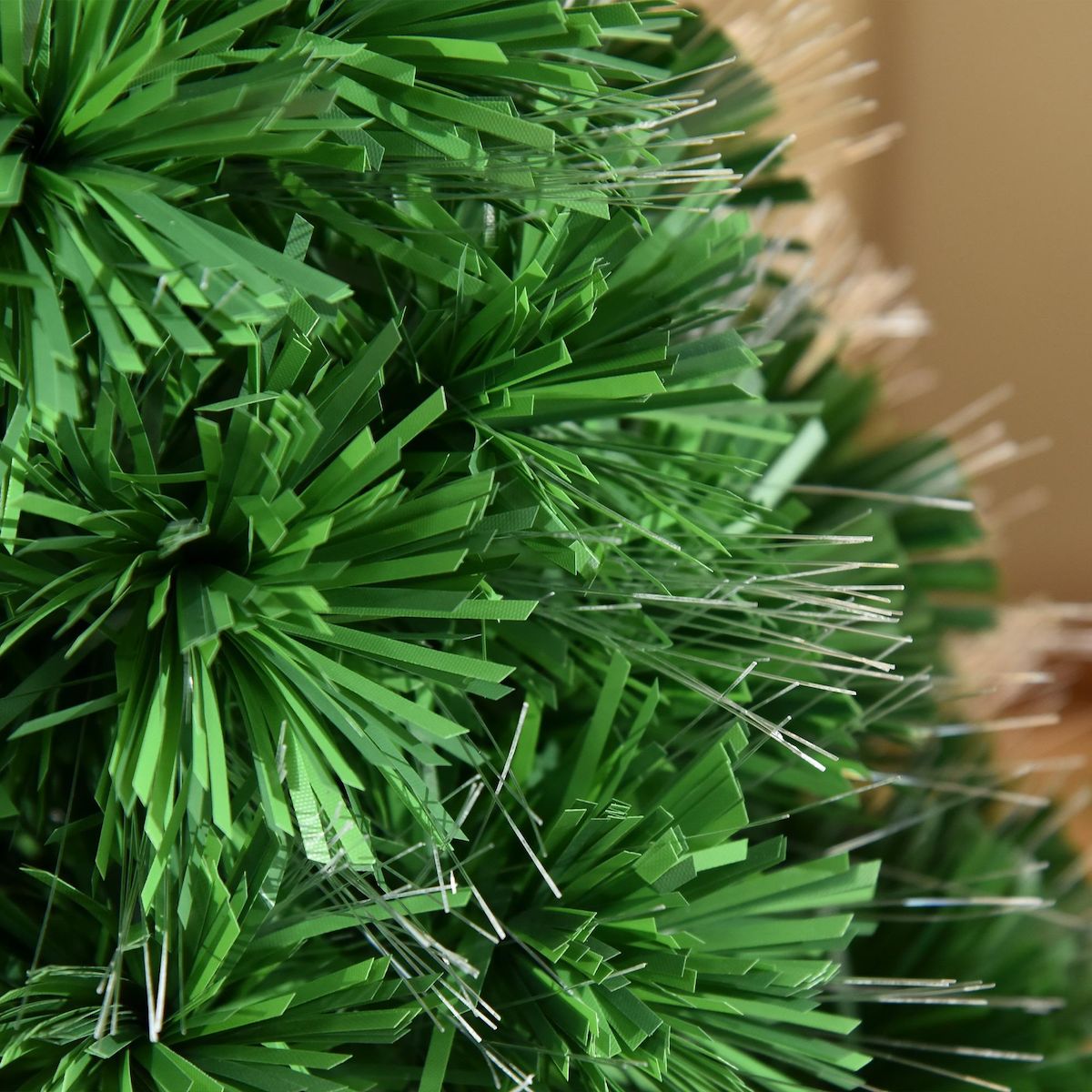 HOMCOM Sapin de Noël artificiel lumineux fibre optique multicolore + support pied Ø 48 x 90H cm 90 branches vert