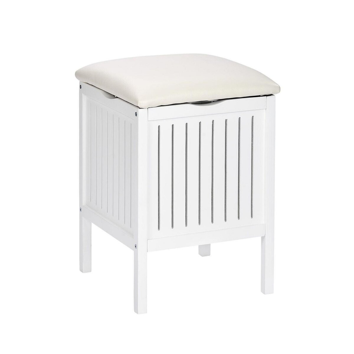 Wenko Tabouret de salle de bain en bois avec rangement Olso - L. 39 x H. 52 cm - Blanc