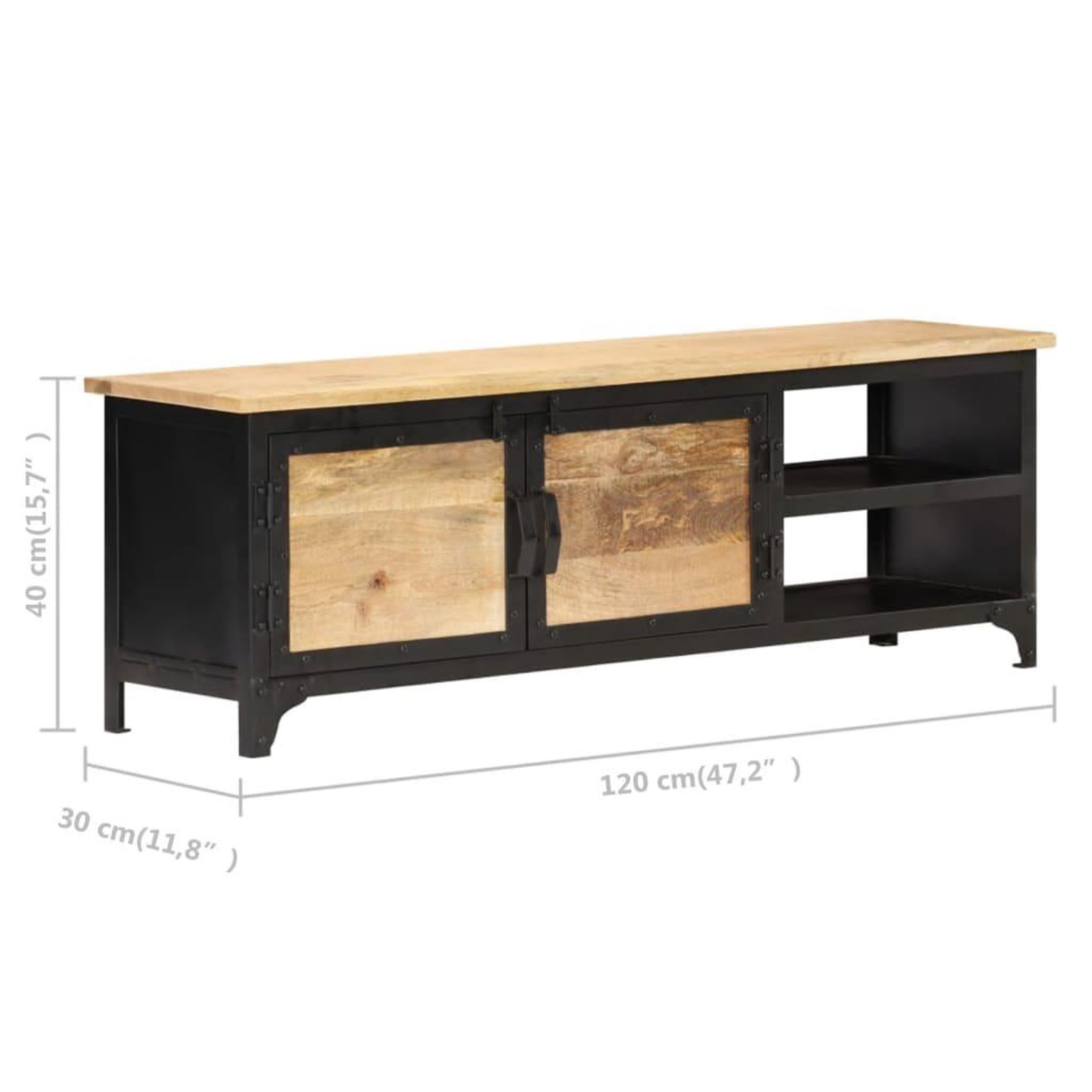 Voir la diapositive 6 : VIDAXL Meuble TV 120x30x40 cm Bois massif de manguier