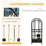 Voir la diapositive 5 : OUTSUNNY Serviteur de cheminée - porte bûches - range bûches multi-accessoires 2 étagères métal noir