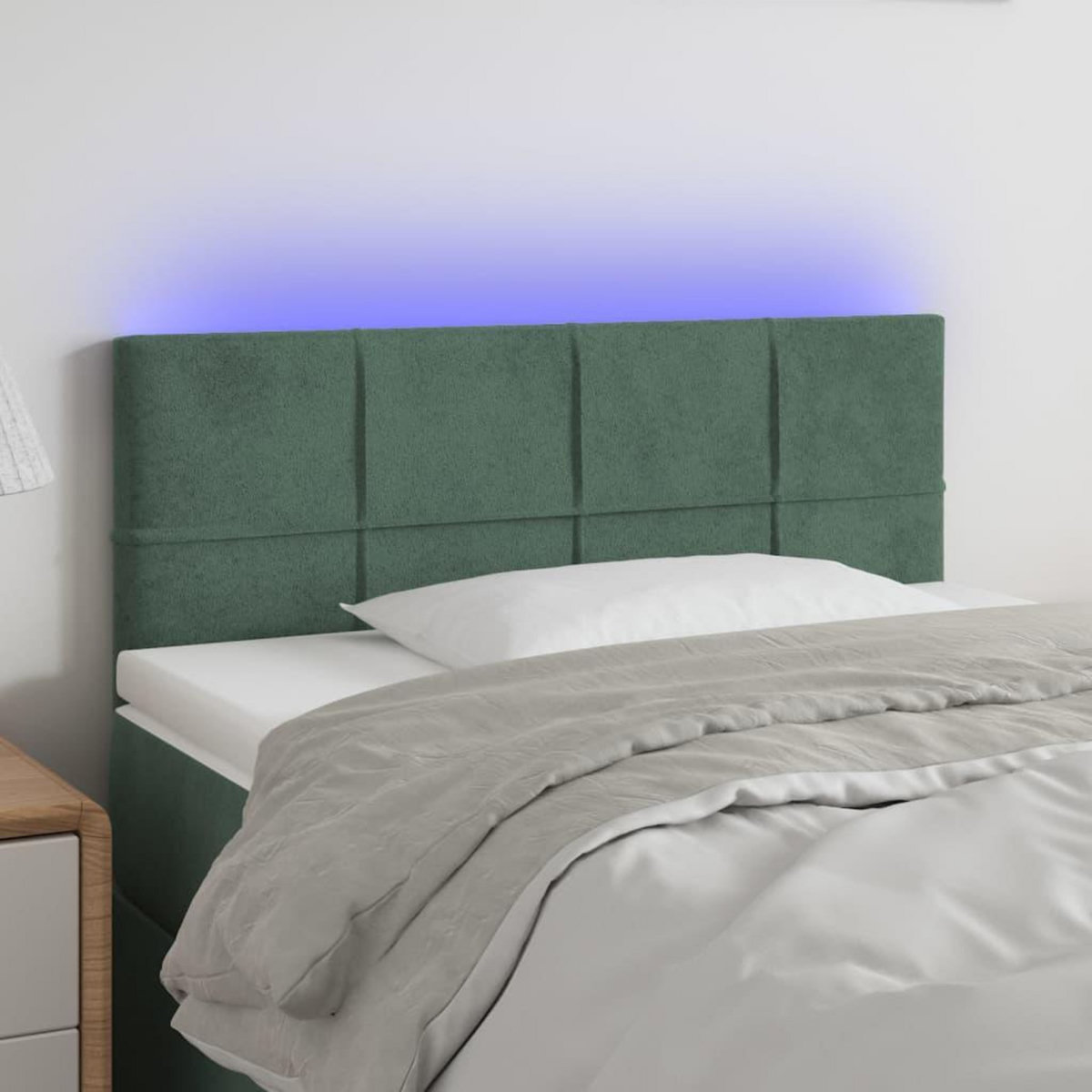 VIDAXL Tete de lit a LED Vert fonce 80x5x78/88 cm Velours