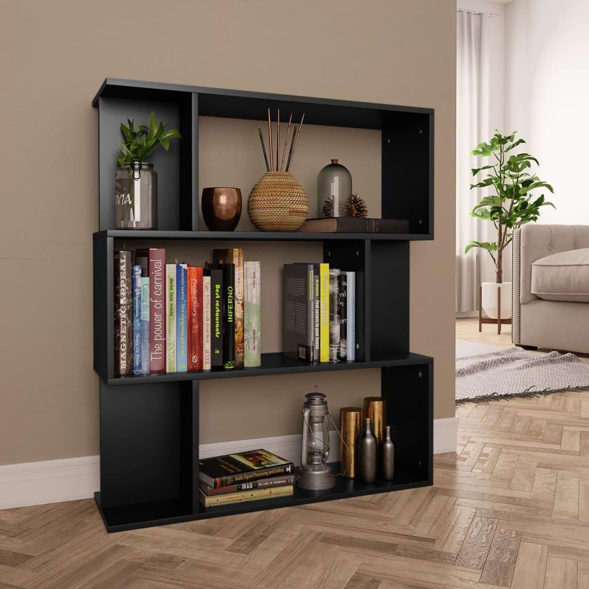 Voir la diapositive 1 : VIDAXL Bibliotheque/Cloison Noir 80x24x96 cm cm Bois d'ingenierie