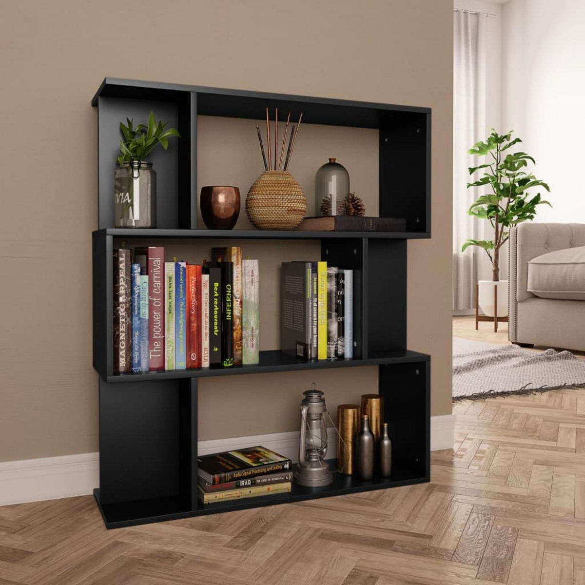 VIDAXL Bibliotheque/Cloison Noir 80x24x96 cm cm Bois d'ingenierie