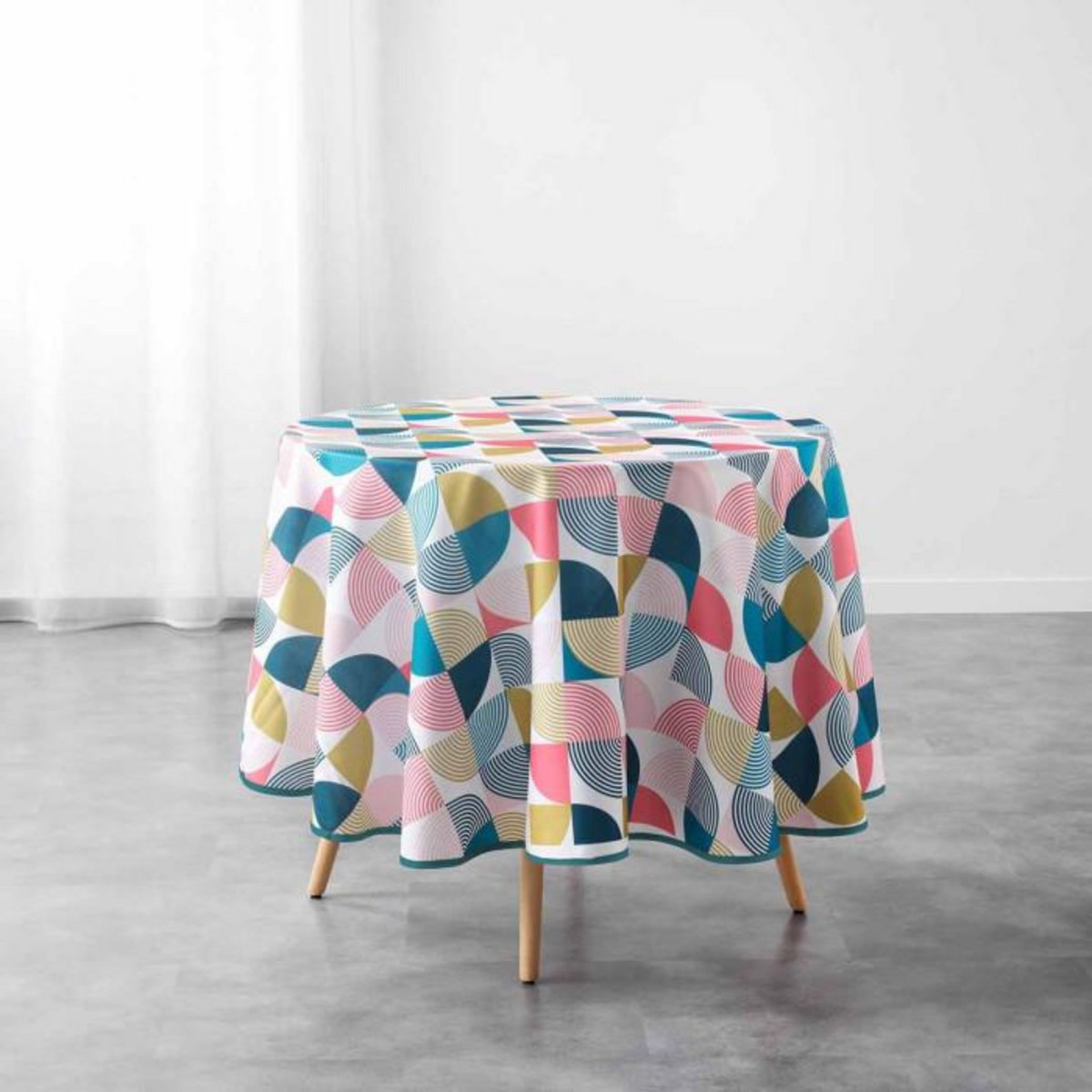 Paris Prix Nappe Ronde Antitache  Rythmo  180cm Multicolore