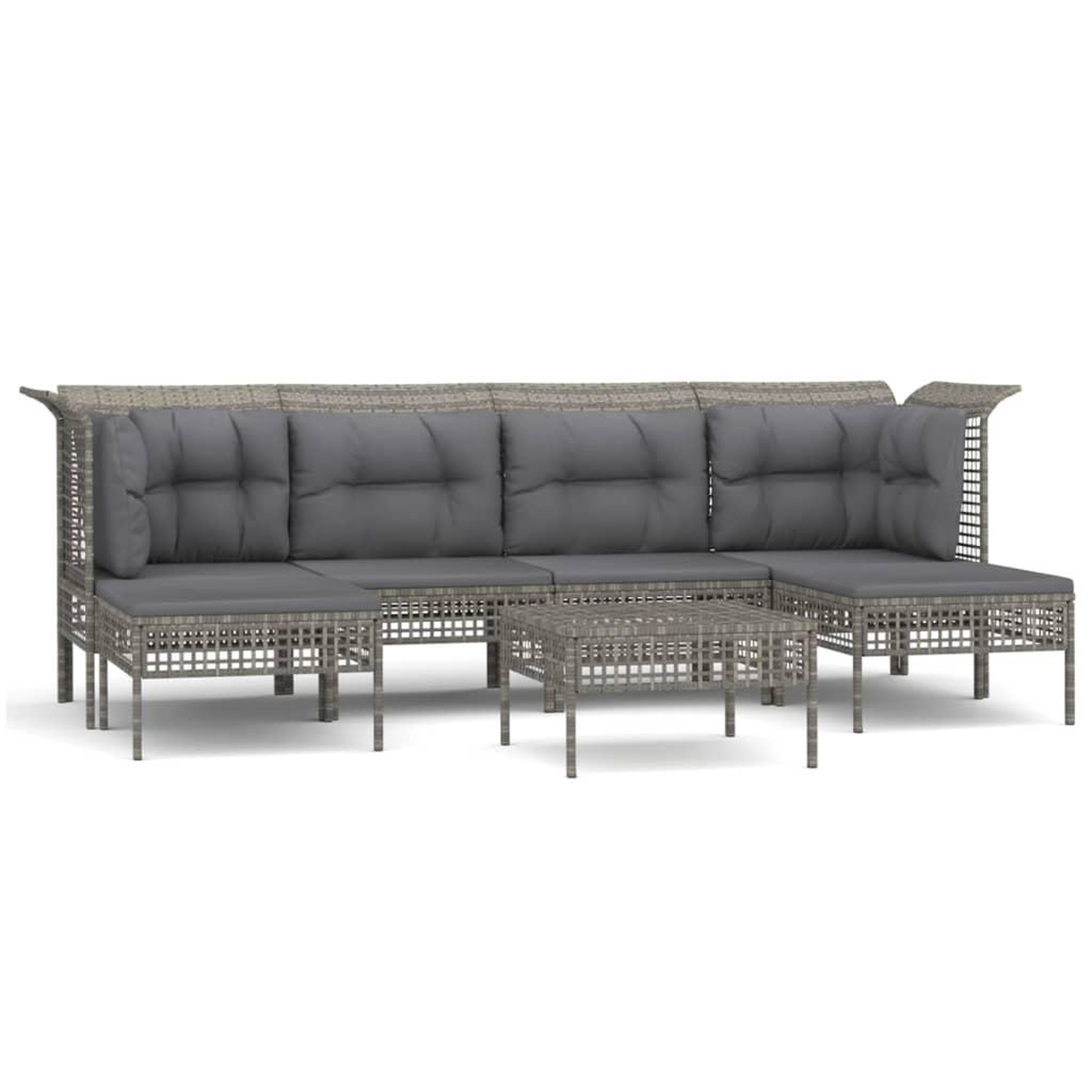 Voir la diapositive 2 : VIDAXL Salon de jardin 7 pcs avec coussins Gris Resine tressee