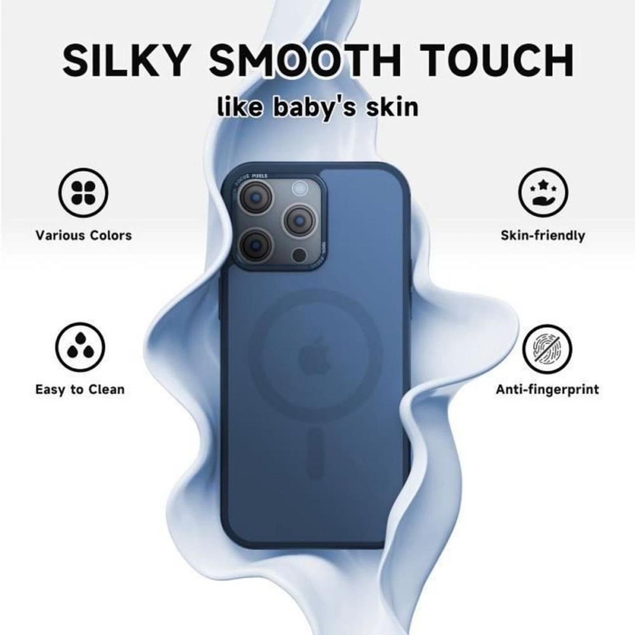 Voir la diapositive 3 : Coque ultra fine MagSafe compatible iPhone 14 Pro Max bleue avec protection écran en verre trempé (x2)