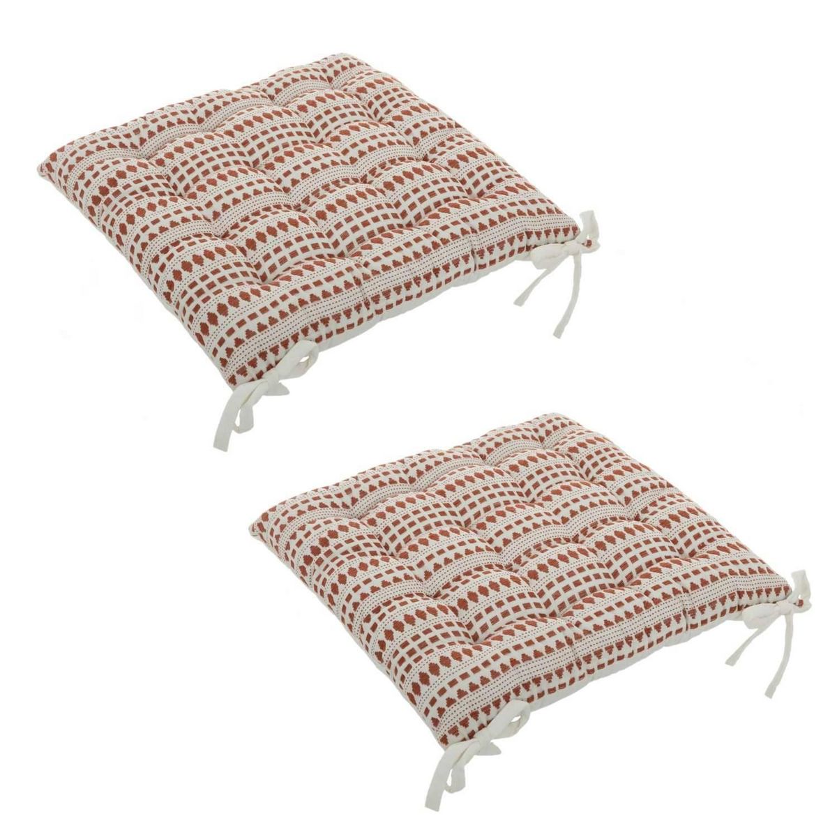 ATMOSPHERA Lot de 2 galettes de chaise rectangulaire Tavares - 38 x 38 cm - Terracotta